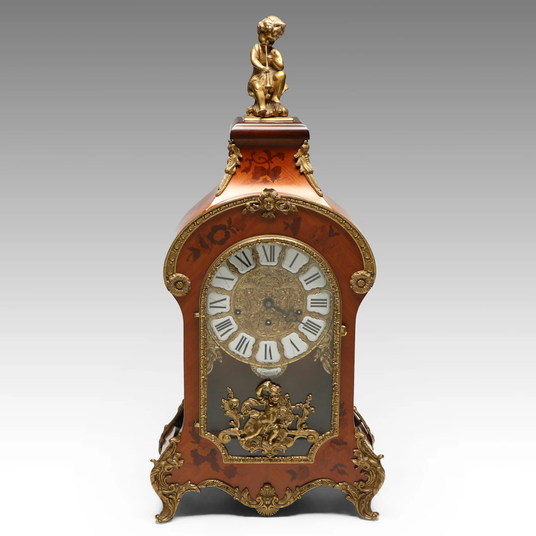 Louis XV Style Franz Hermle & Sons for Tiffany & Co. Wood Mantel Clock