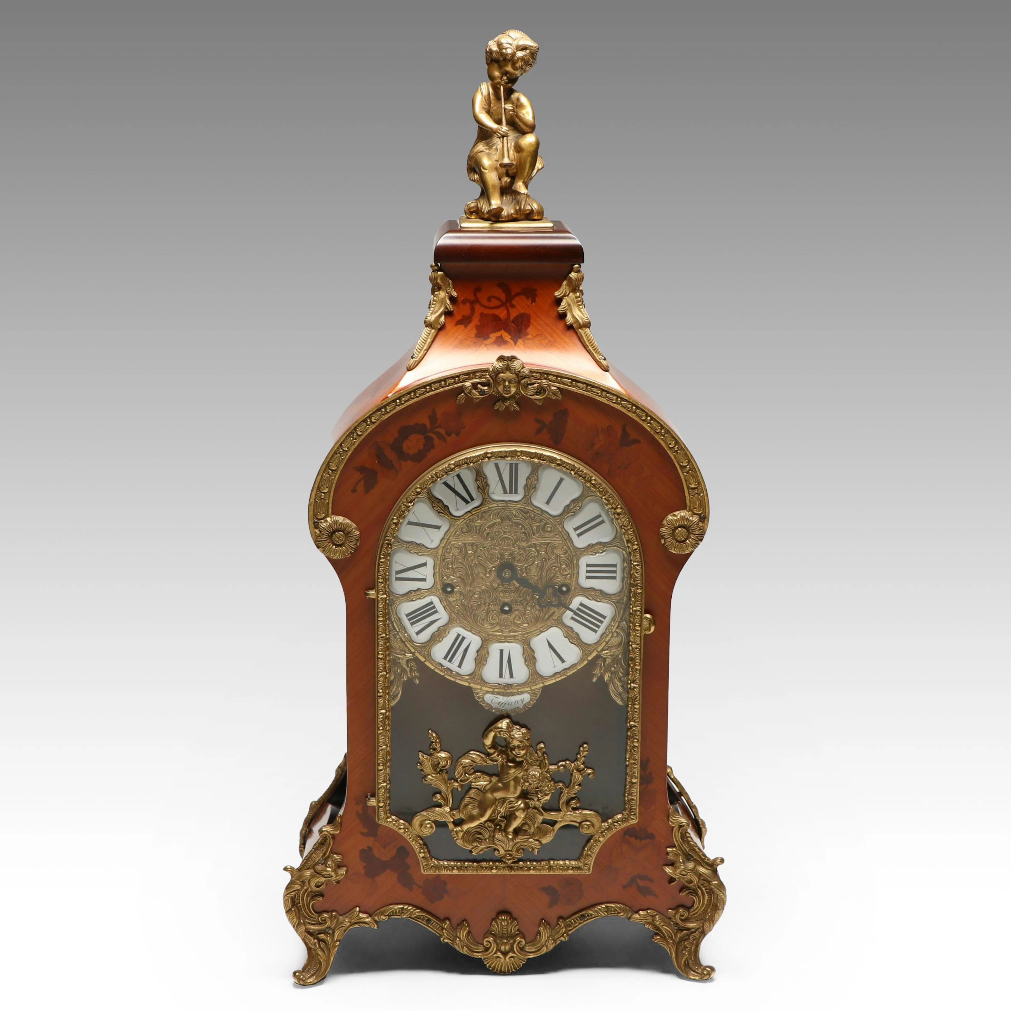 Louis XV Style Franz Hermle & Sons for Tiffany & Co. Wood Mantel Clock