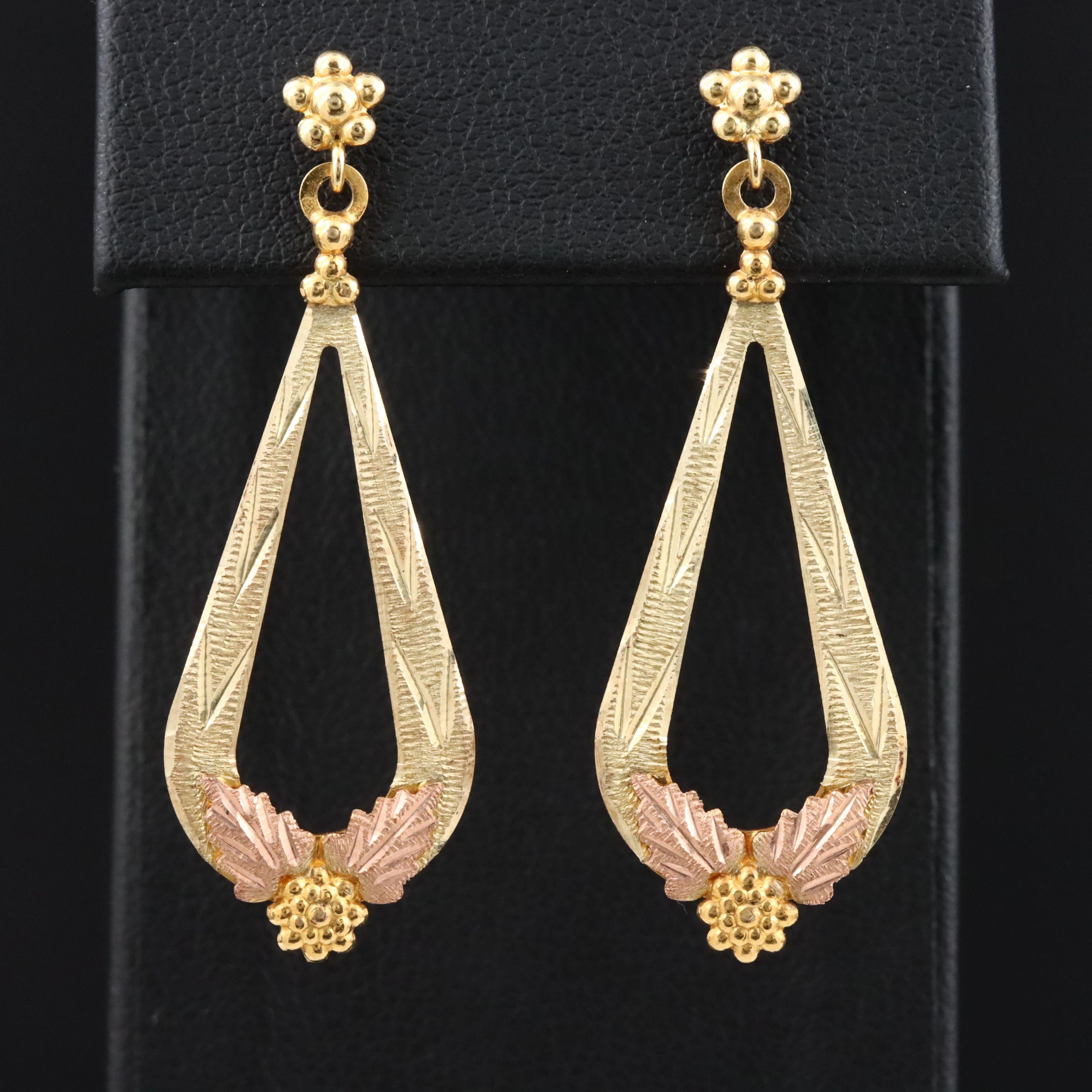 Landstrom's Black Hills Gold 10K Tri-Color Earrings