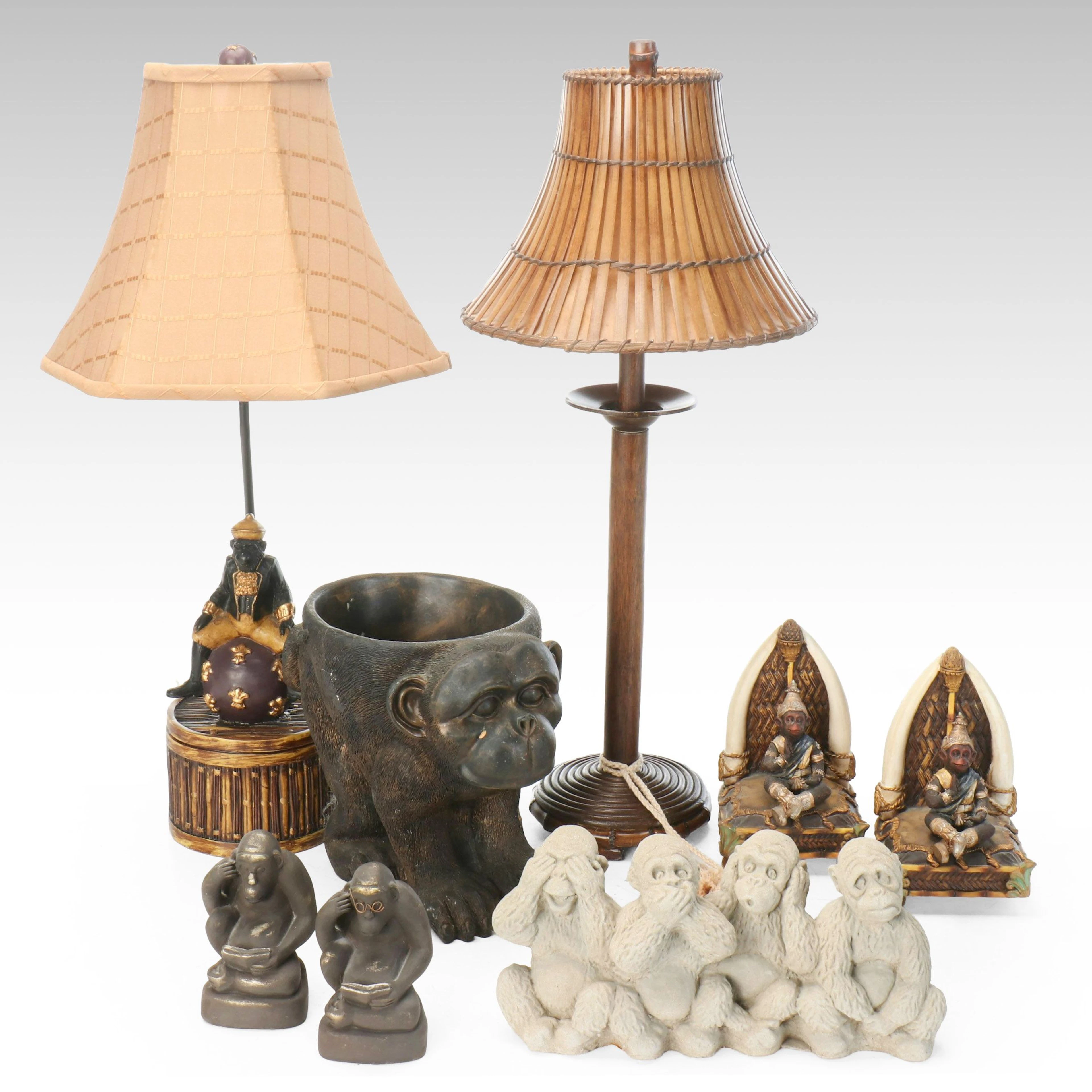 Continental Singerie Aesthetic Collection with Accent Lamps and Bookends
