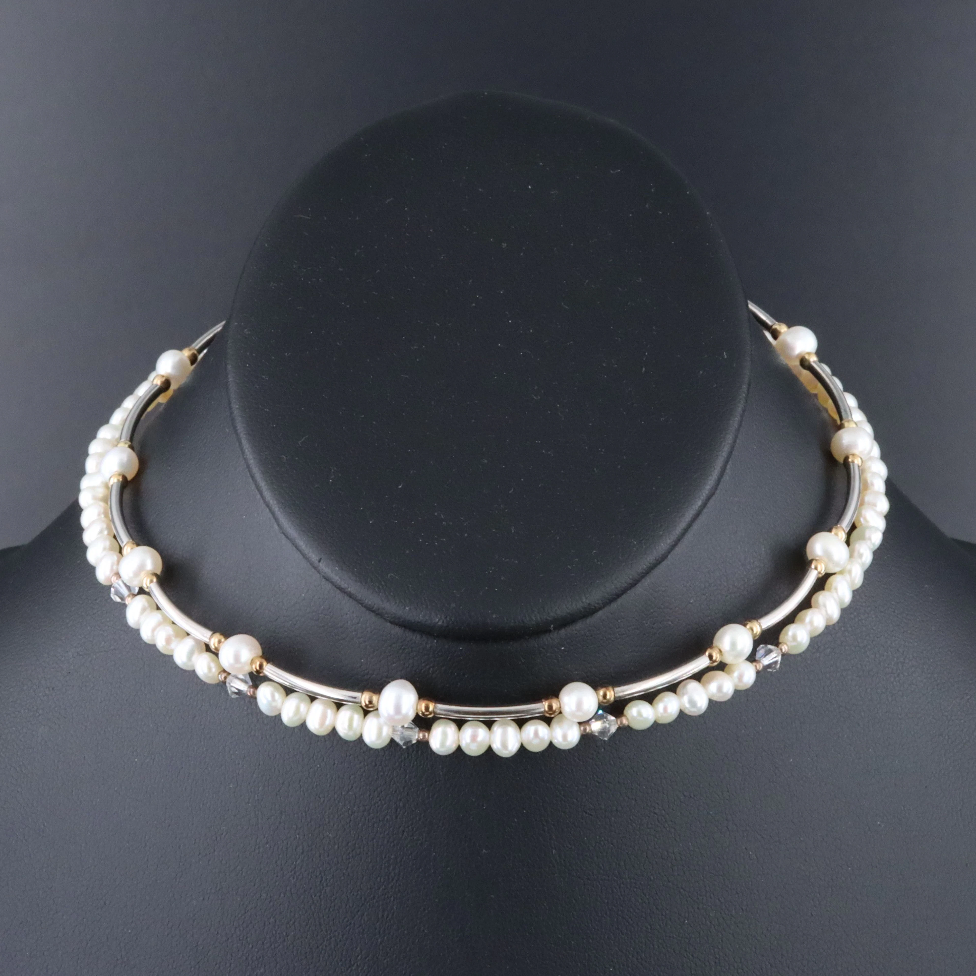 Sterling Wire Pearl Necklace Featuring Silpada