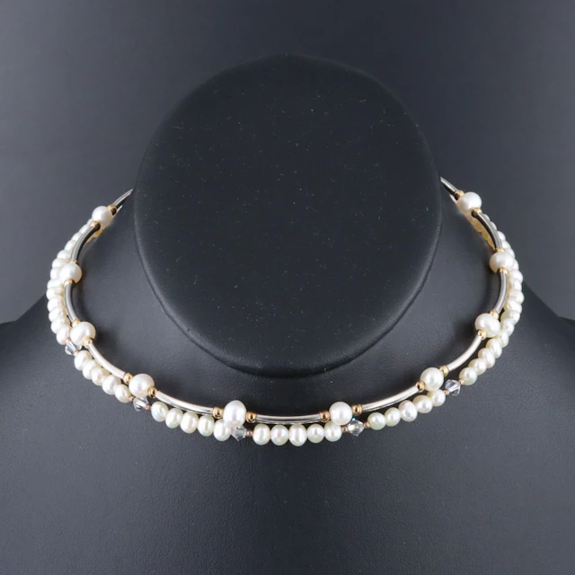 Sterling Wire Pearl Necklace Featuring Silpada