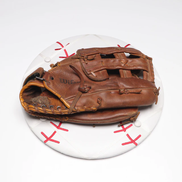 Wilson Cowhide Softball Glove with Baseball Wall Board