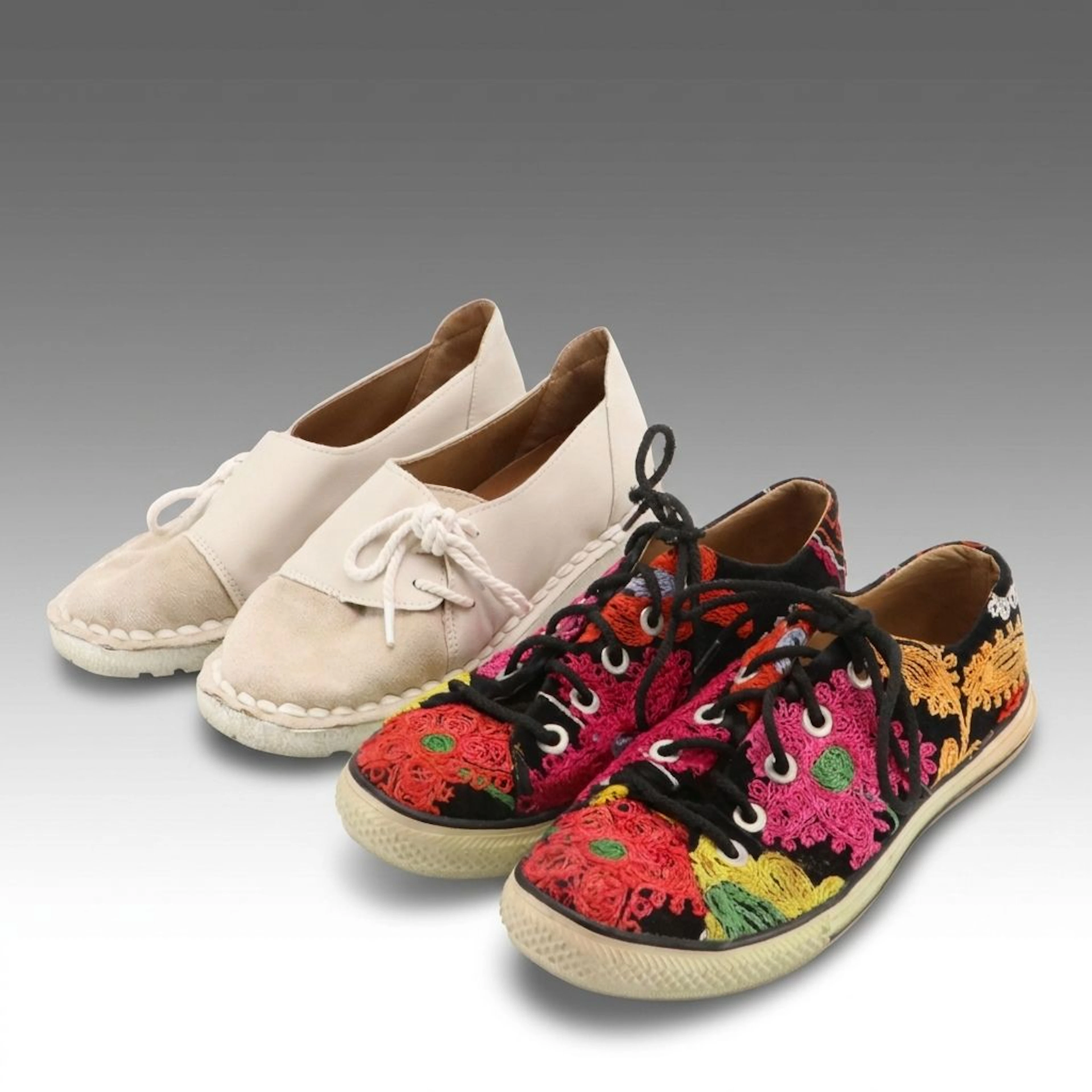 Zezzani Embroidered Lace-Up Sneakers and Other Shoes