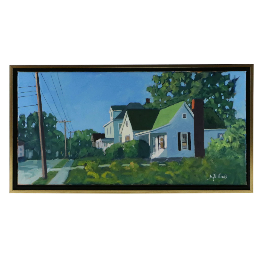 Jay Wilford Suburban Oil Painting "Neighbors," 21st Century