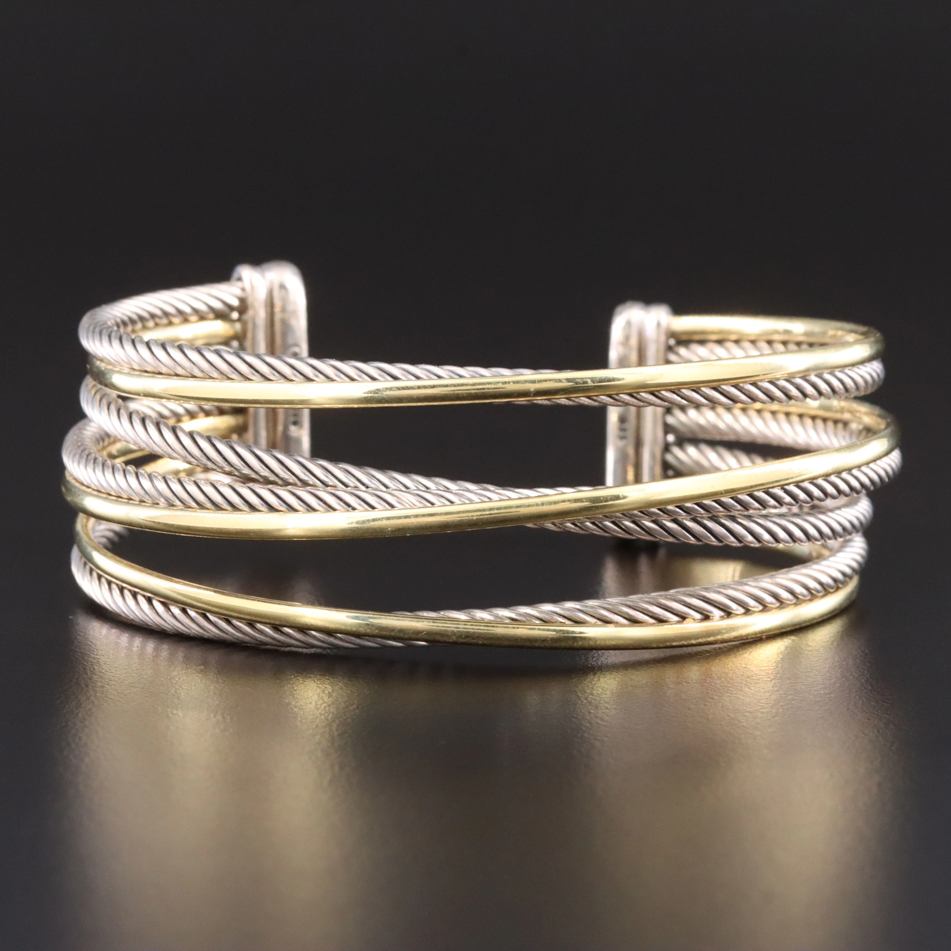 David Yurman Crossover Sterling and 18K Bonded Gold Cuff Bracelet
