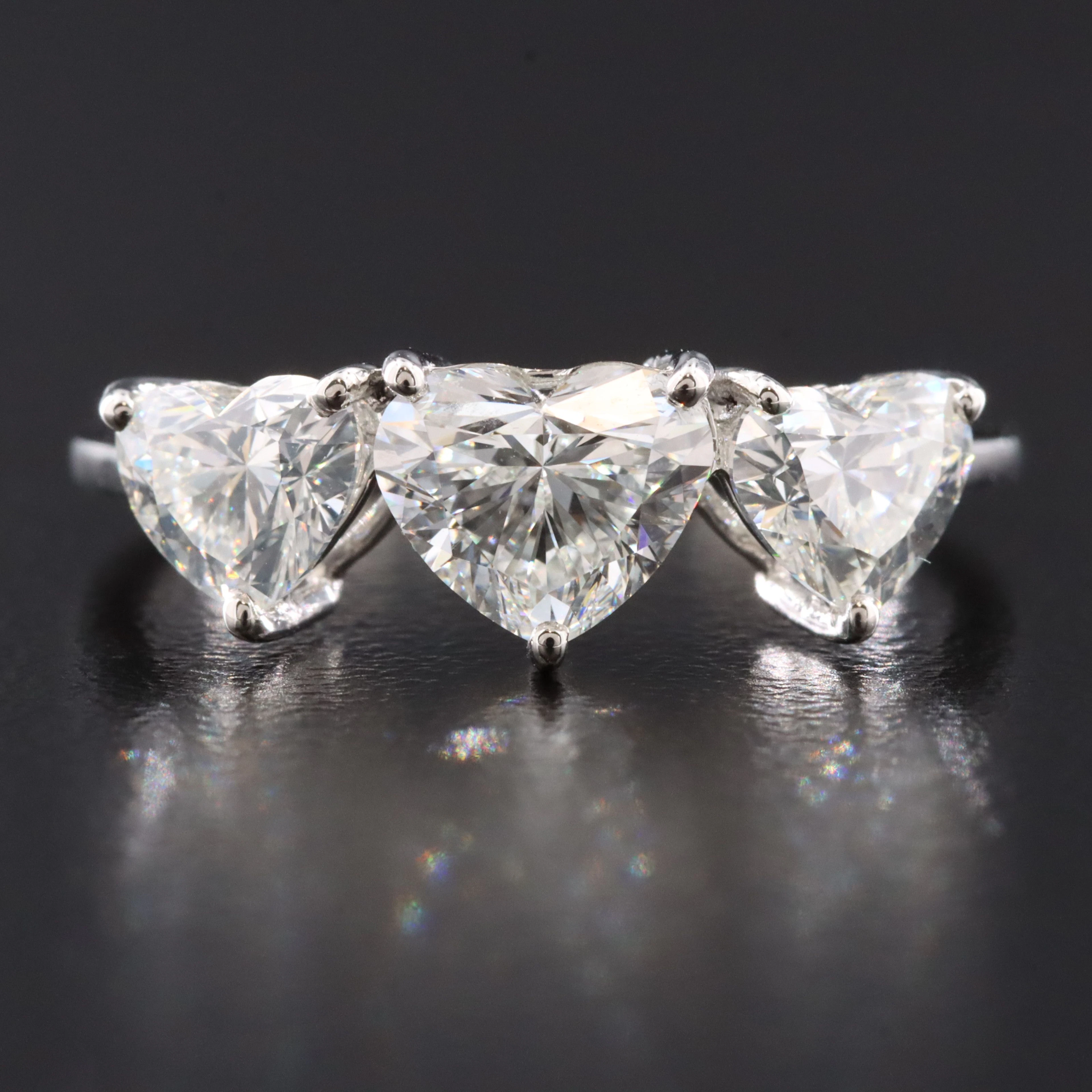 Platinum 1.90 CTW Diamond Three Stone Ring with GIA Reports