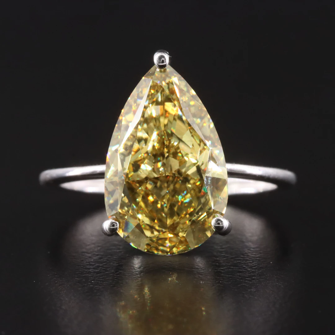 14K 6.02 CT Fancy Yellow Lab Grown Diamond Solitaire Ring