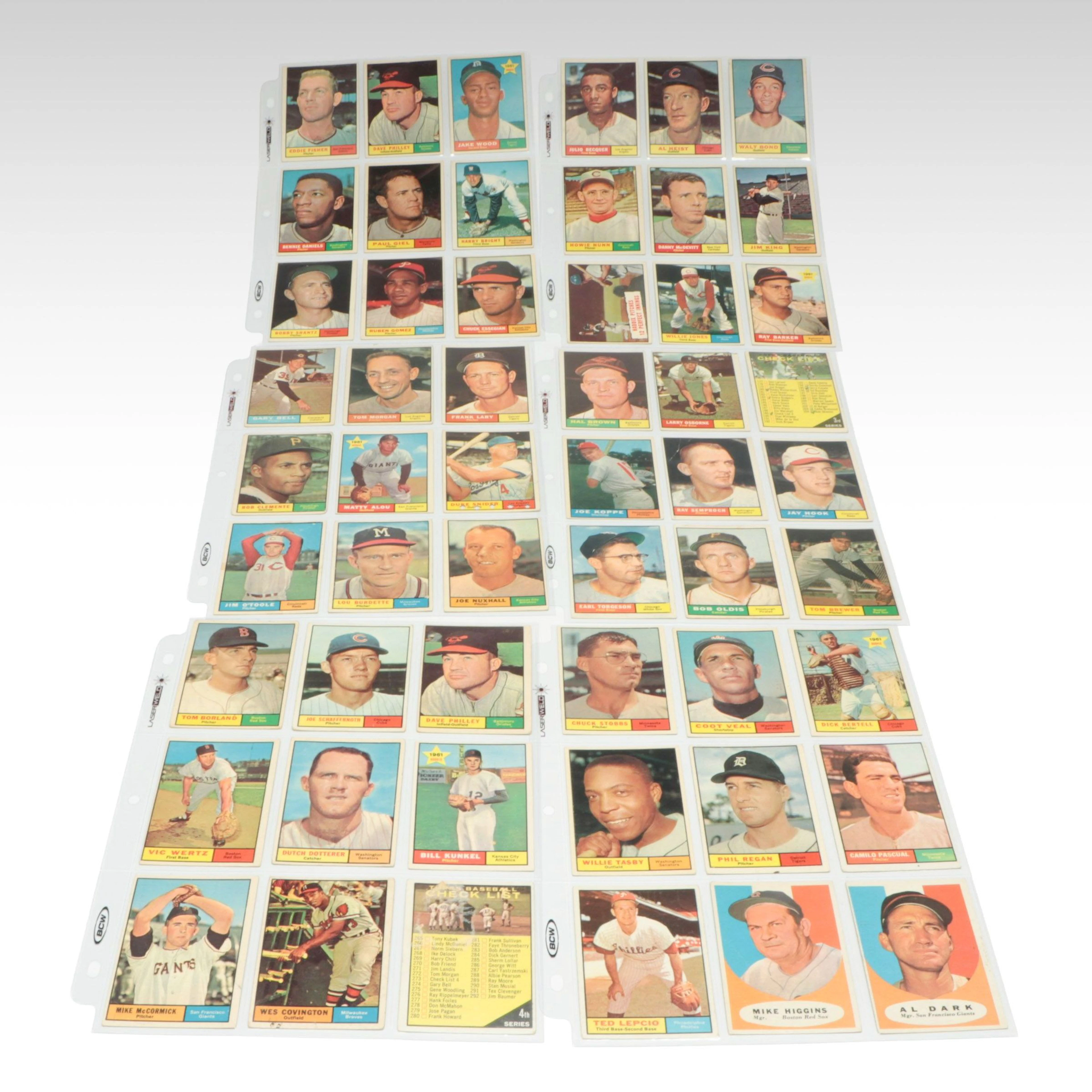 1961 Topps Baseball Cards Featuring Roberto Clemente, Duke Snider, and More