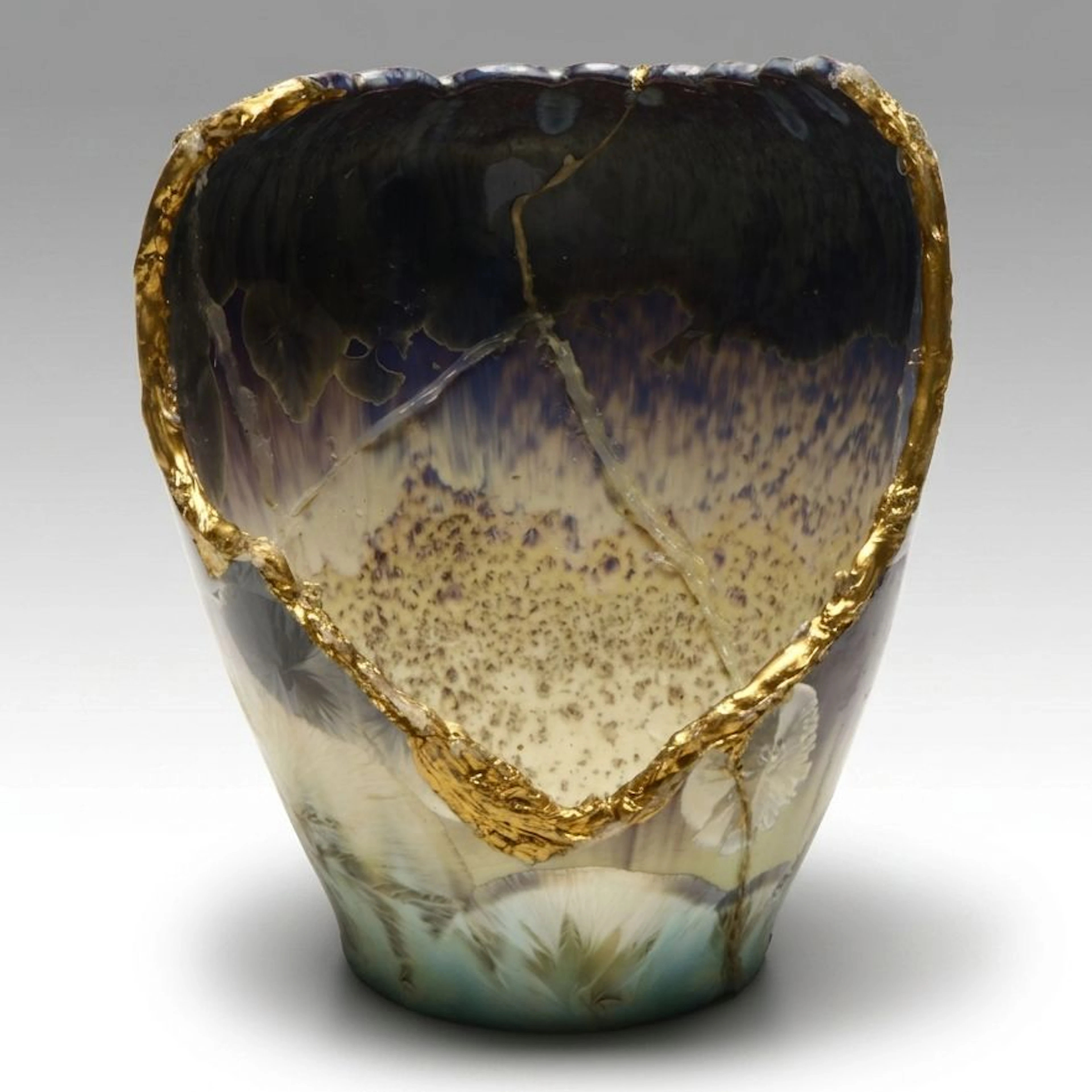 Artist Signed Kintsugi Style Sculpture Vase