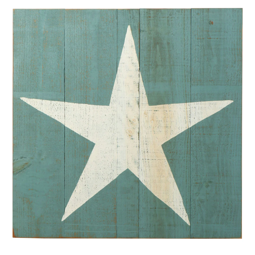 Folk Art Star Painted Wooden Wall Décor
