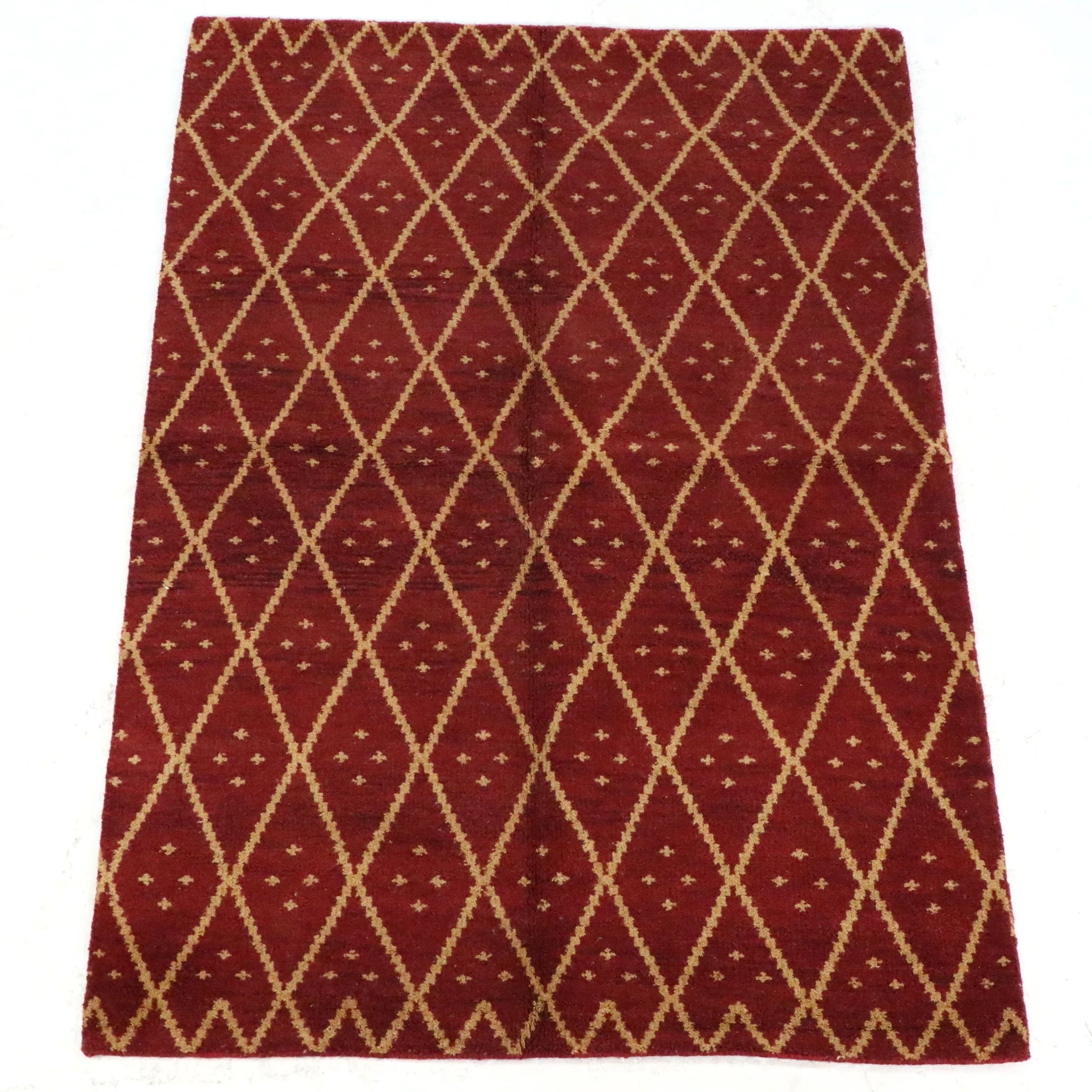 5'3 x 7'11 Hand-Knotted Contemporary Diamond Lattice Area Rug
