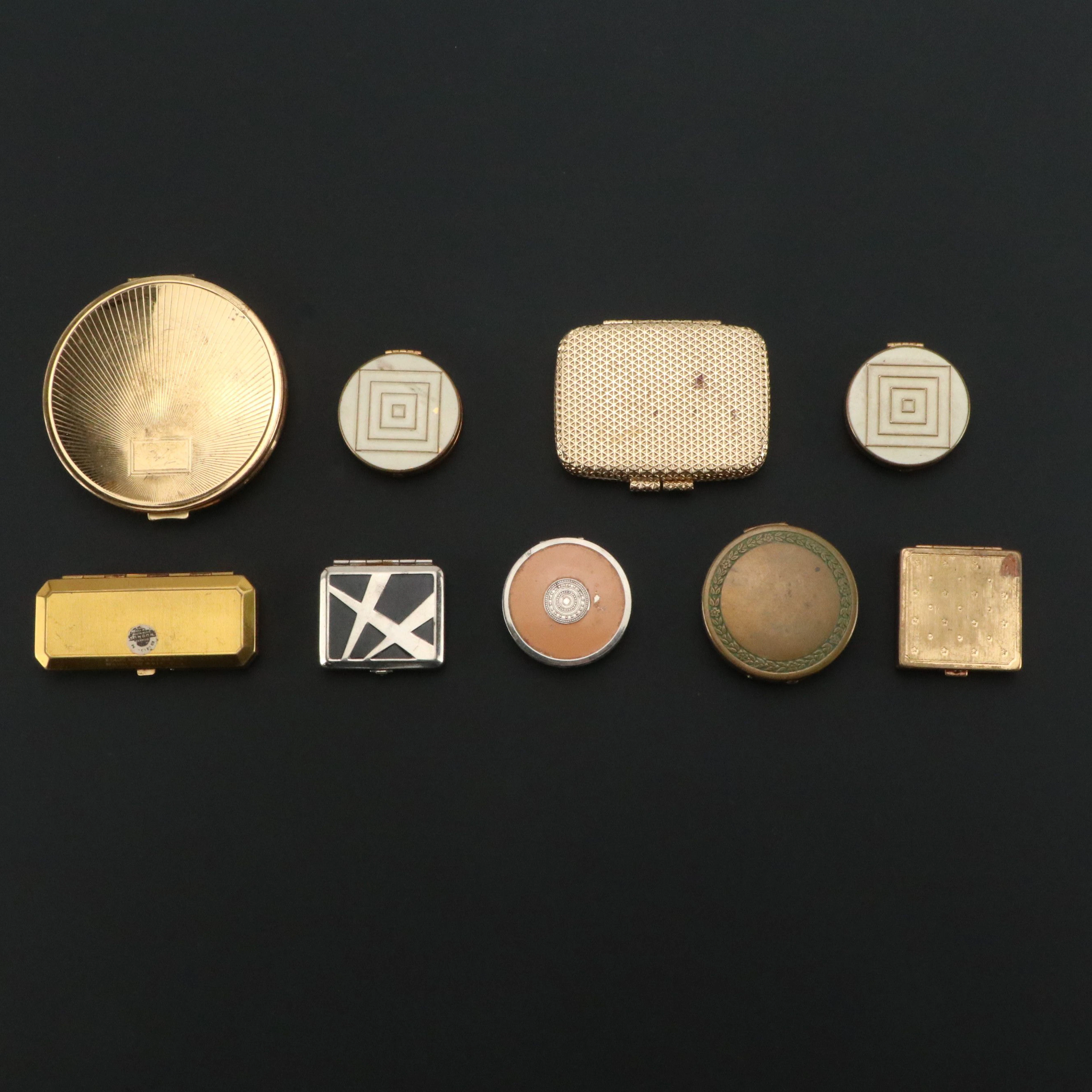 Vintage Cosmetic Compacts Including Revlon, Elizabeth Arden, Djer-Kiss