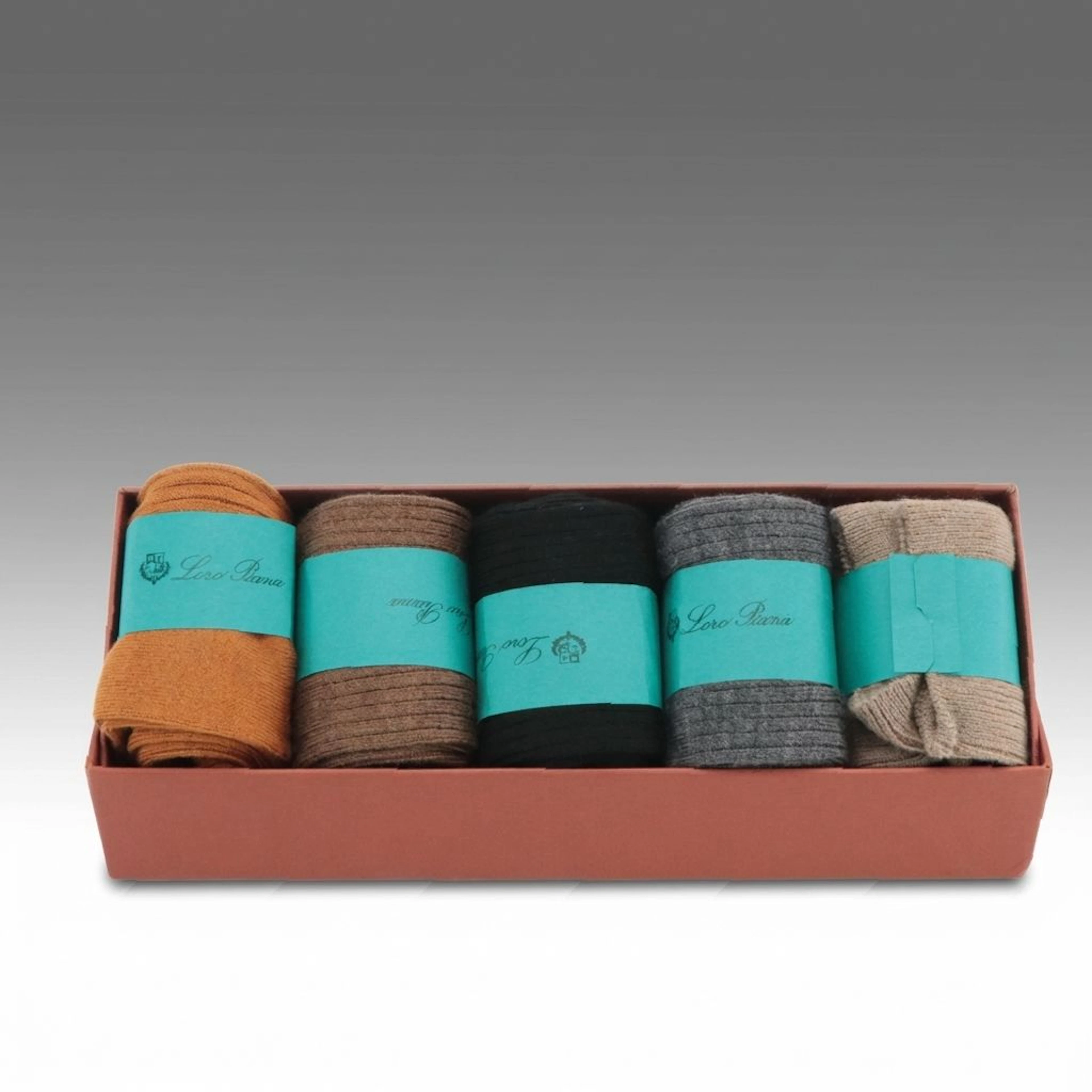 Loro Piana Crew Sock Set in Ribbed Cashmere Blend with Box