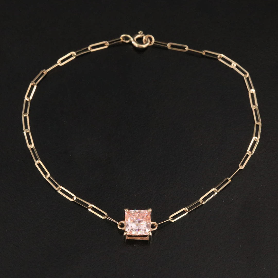 14K 2.01 CT Lab Grown Fancy Intense Pink Diamond Bracelet with IGI Report