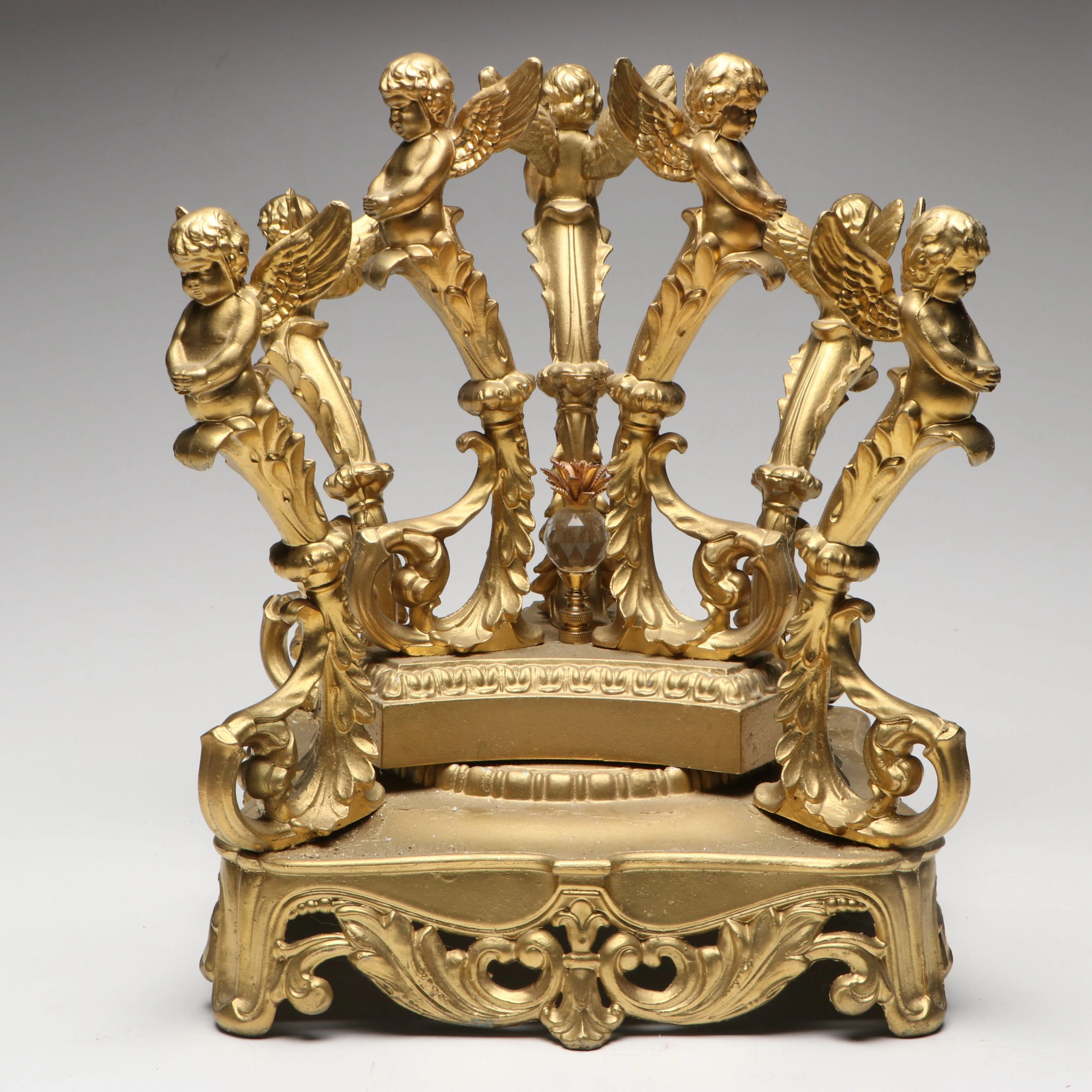 Hollywood Regency Style Metal Cherub Stand