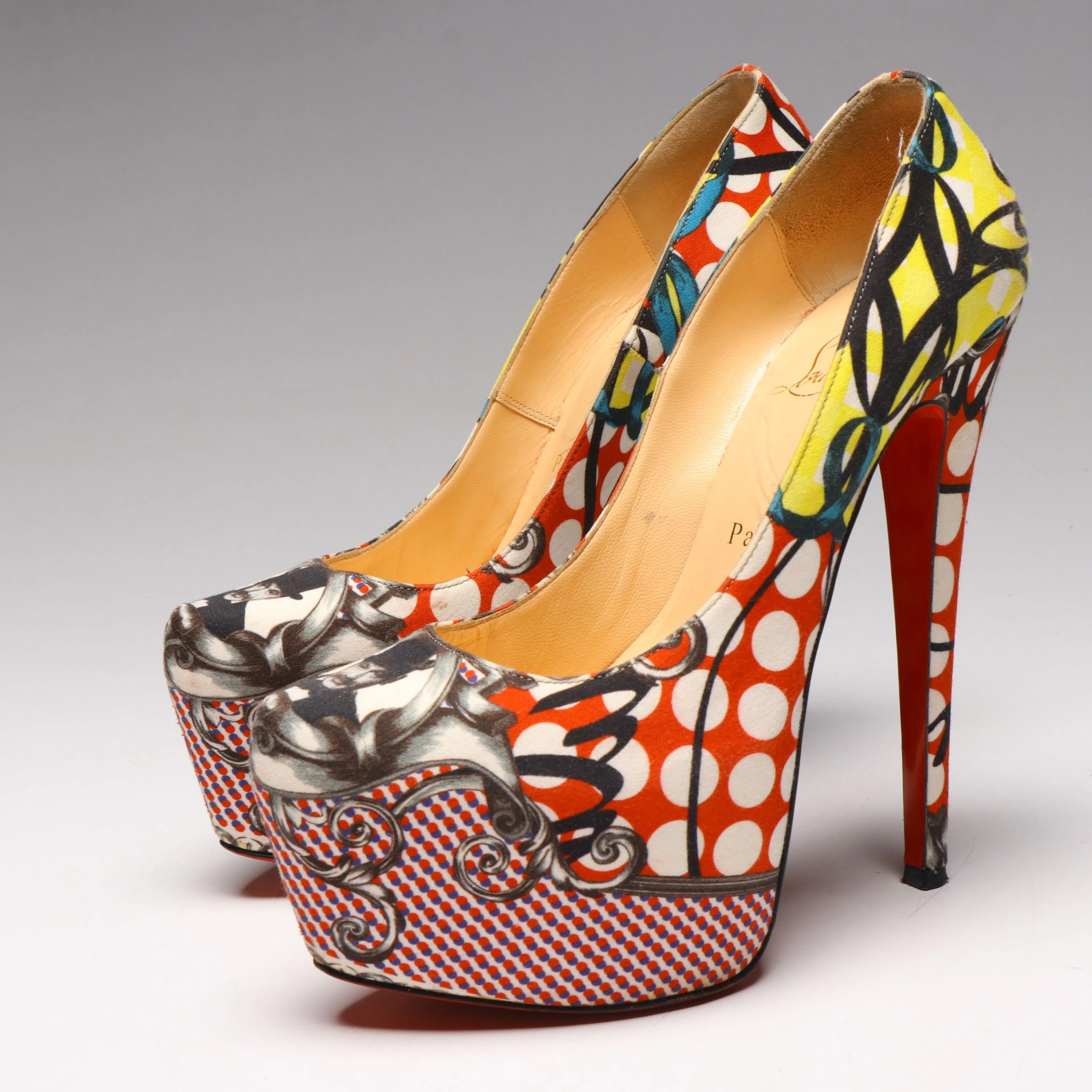 Christian Louboutin Daffodile 160 Loubi Print Platform Pumps with Box