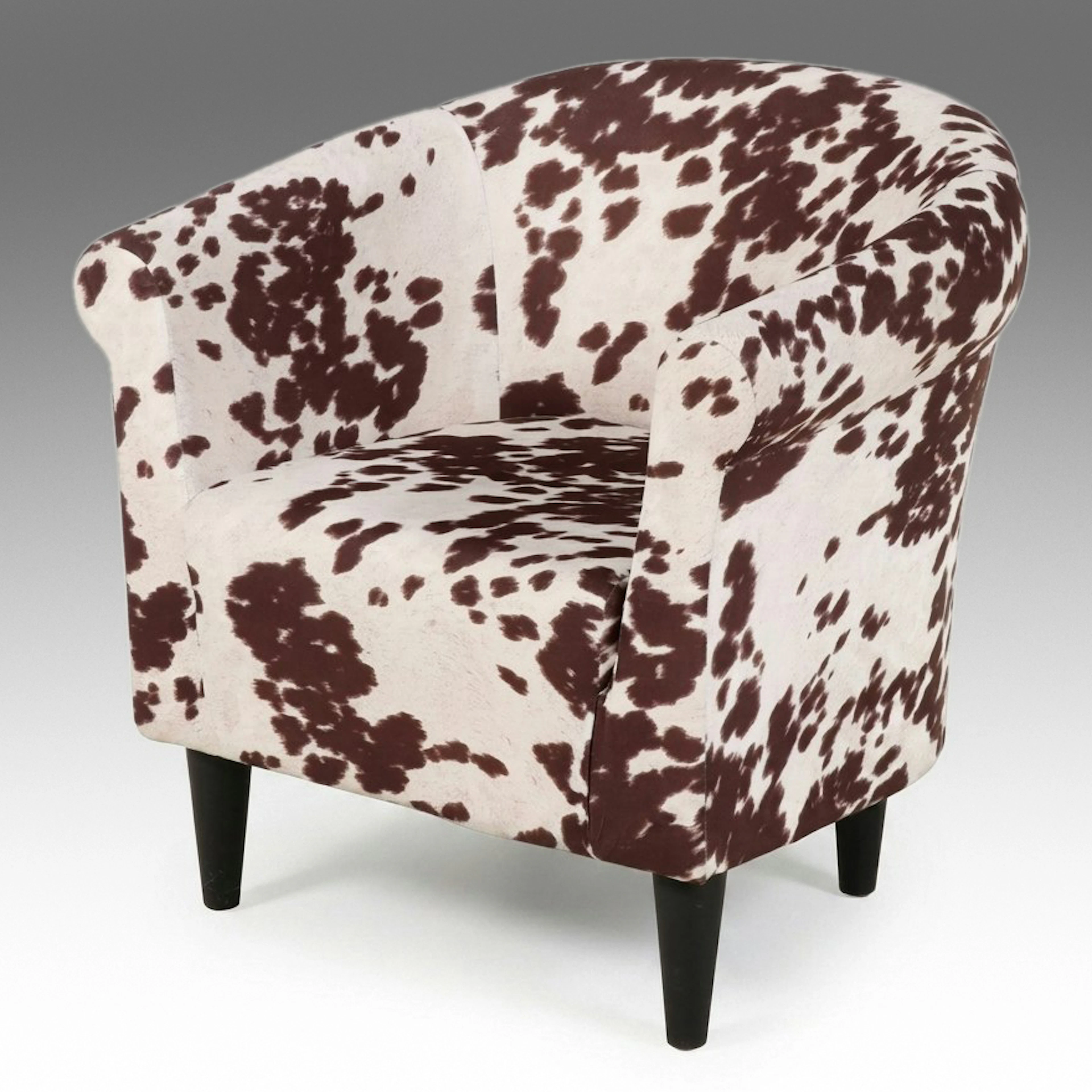 Overman International Contemporary Cow Print Barrel Back Armchair