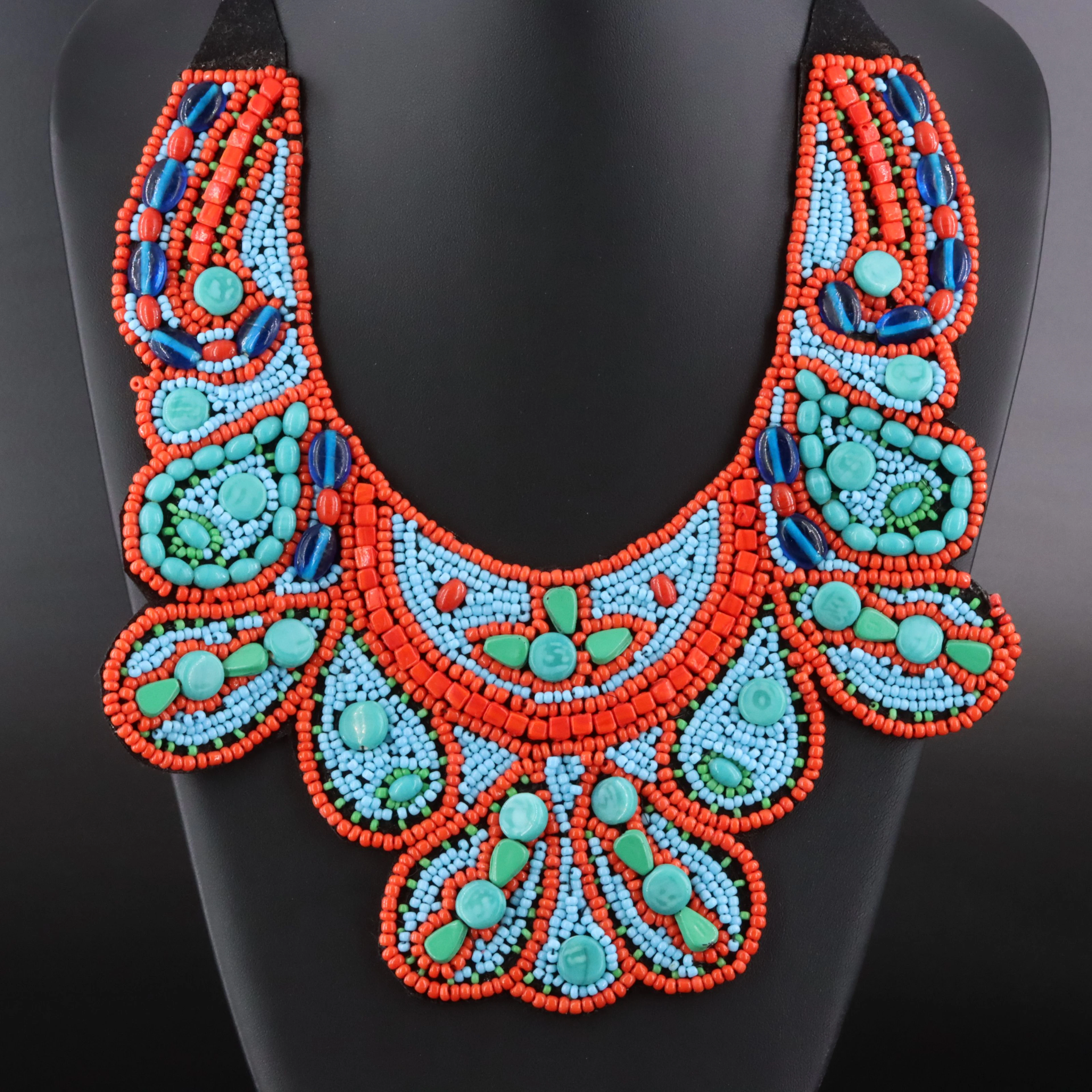 Woven Bead Plastron Necklace Attributed to "Beads of Paradise" in New York