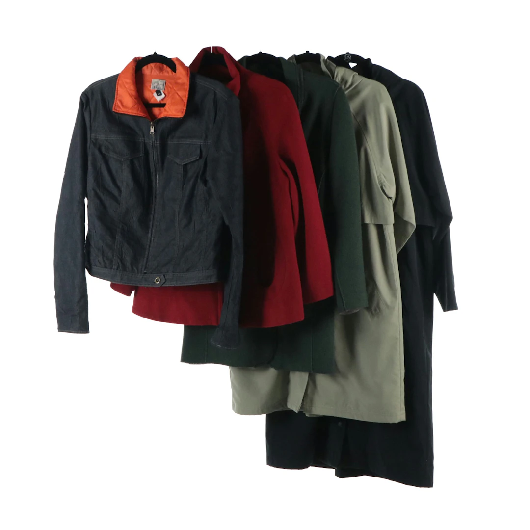 Eileen Fisher and Betsey Johnson Wool Blend Jackets, L.L. Bean Raincoats, More