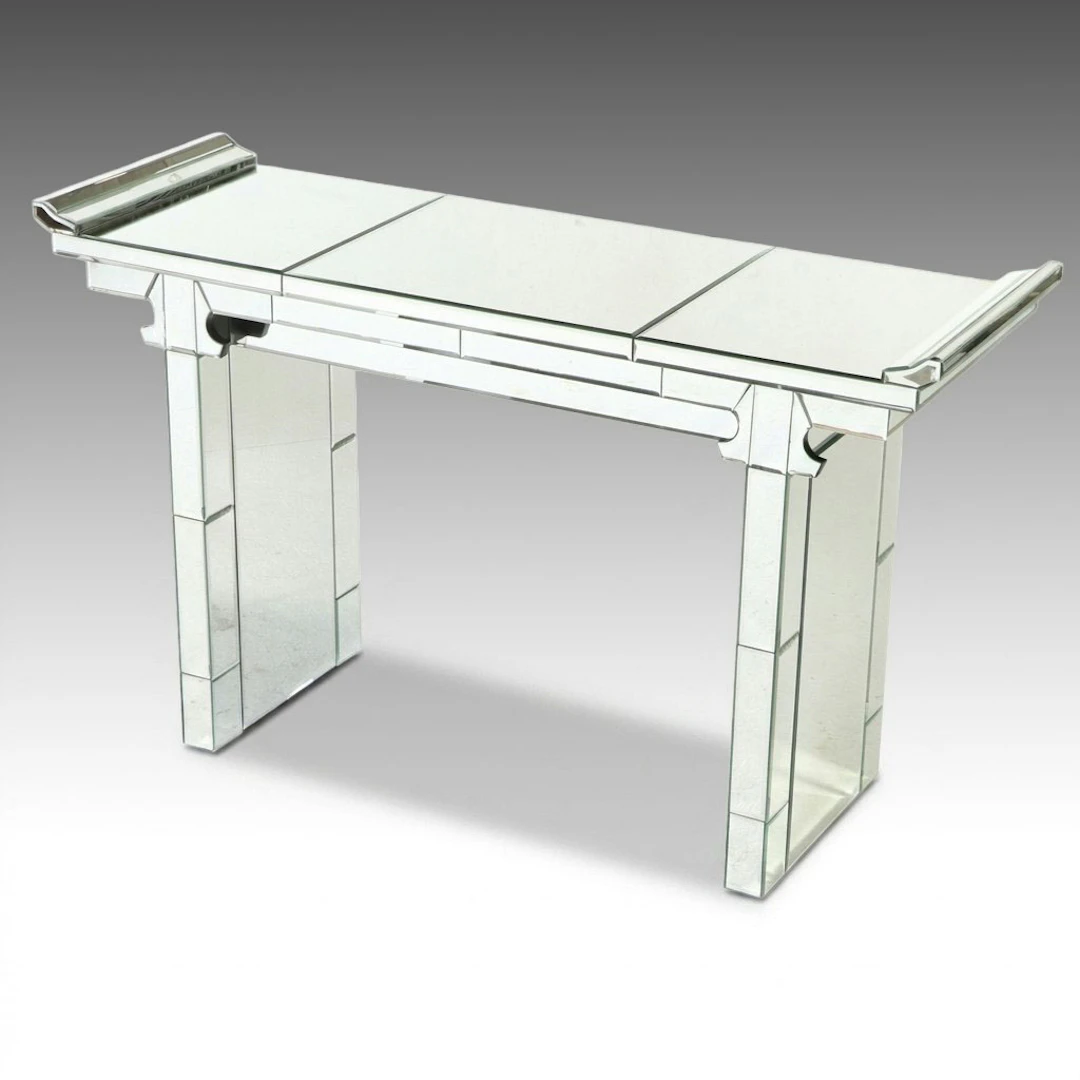 Contemporary Mirrored Pagoda Form Console Table