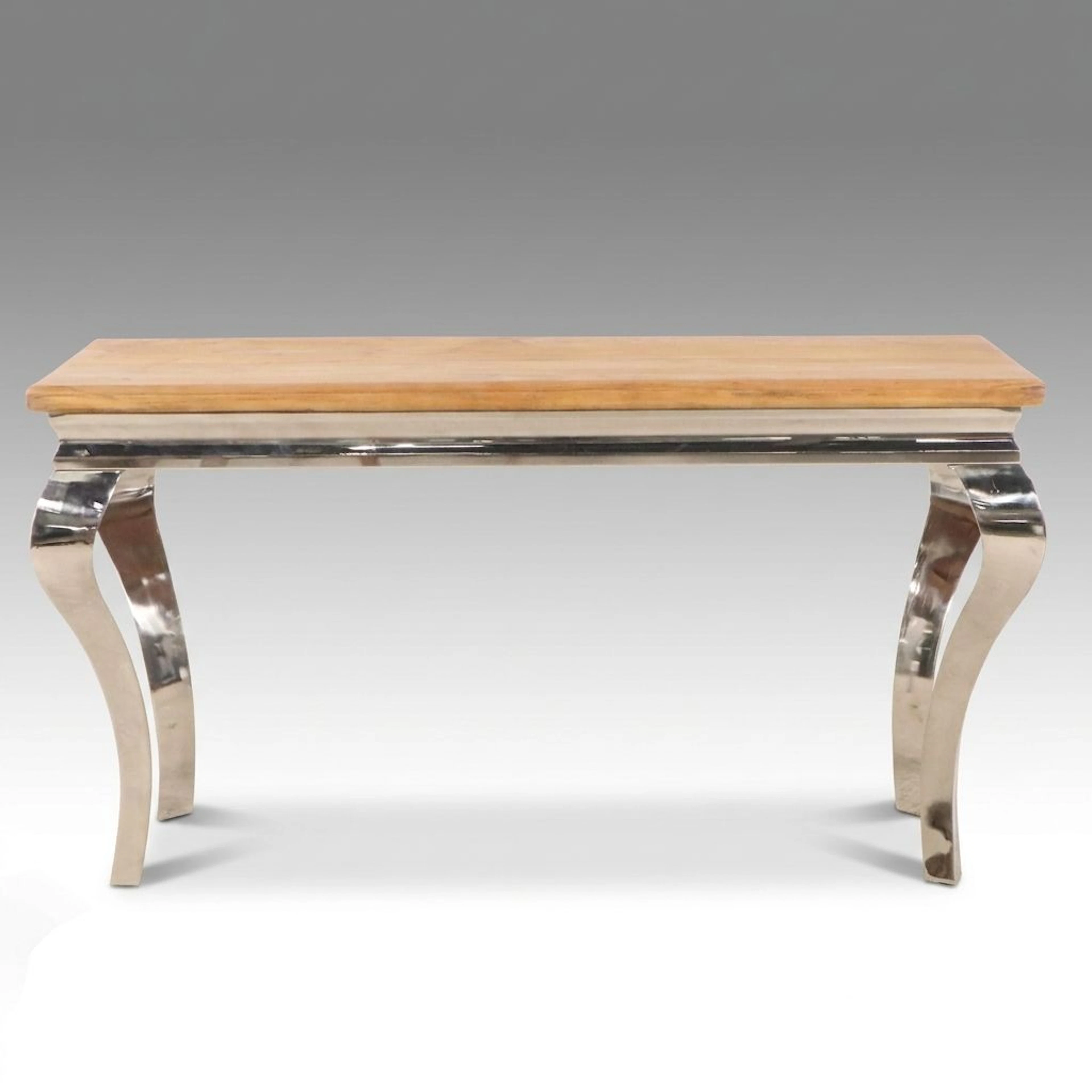 Contemporary Baroque Style Wood and Nickel Console Table