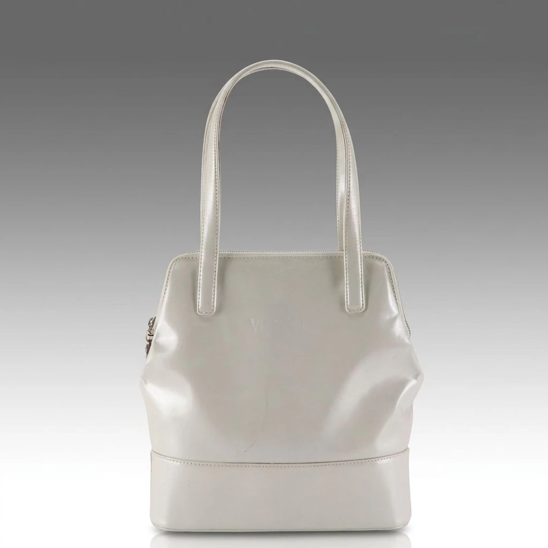 Gianni Versace Shoulder Bag in White Patent Leather