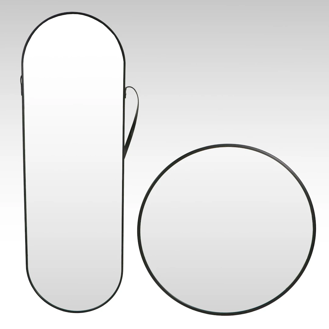 Project 62 and Other Round Wall Mirror with Black Trim, Contemporary