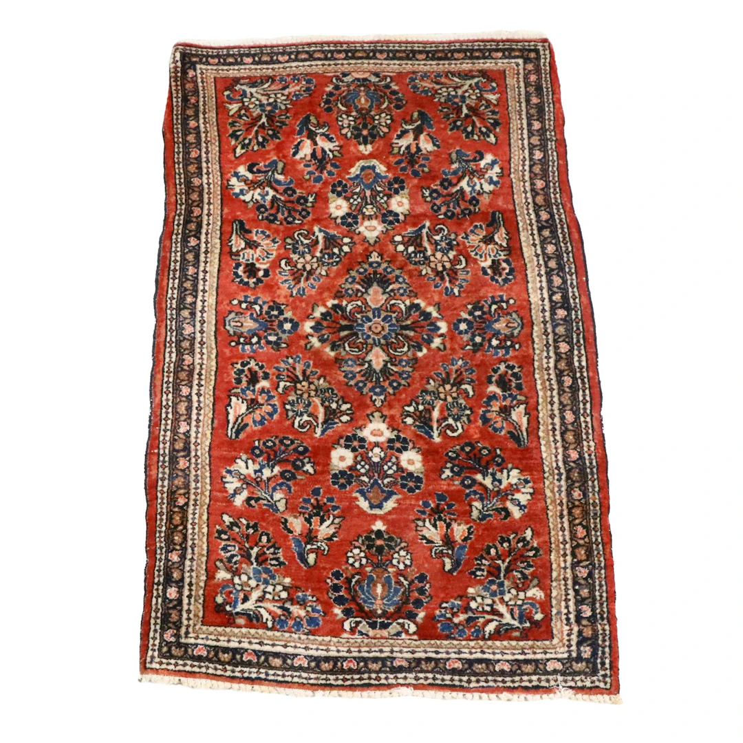 2'3 x 3'11 Hand-Knotted Persian Sarouk Accent Rug