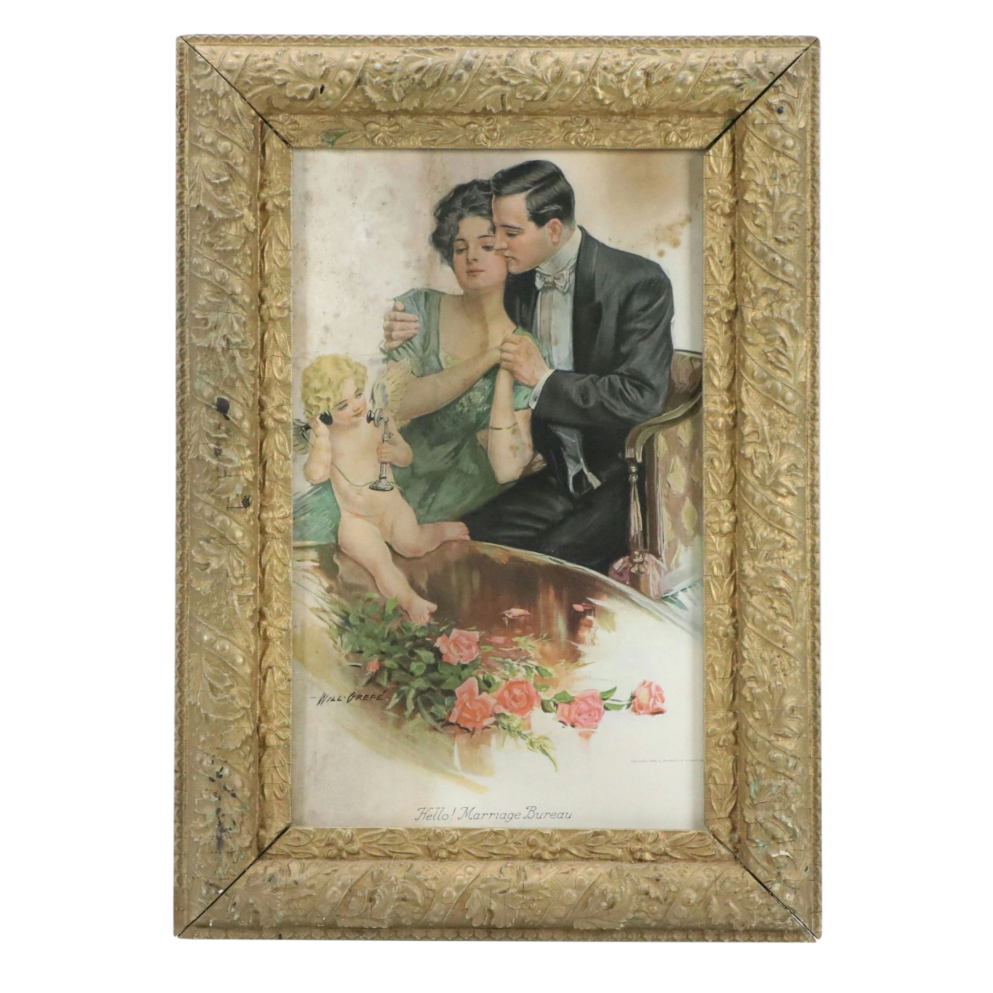 Offset Lithograph After Will Grefé "Hello! Marriage Bureau," 20th Century