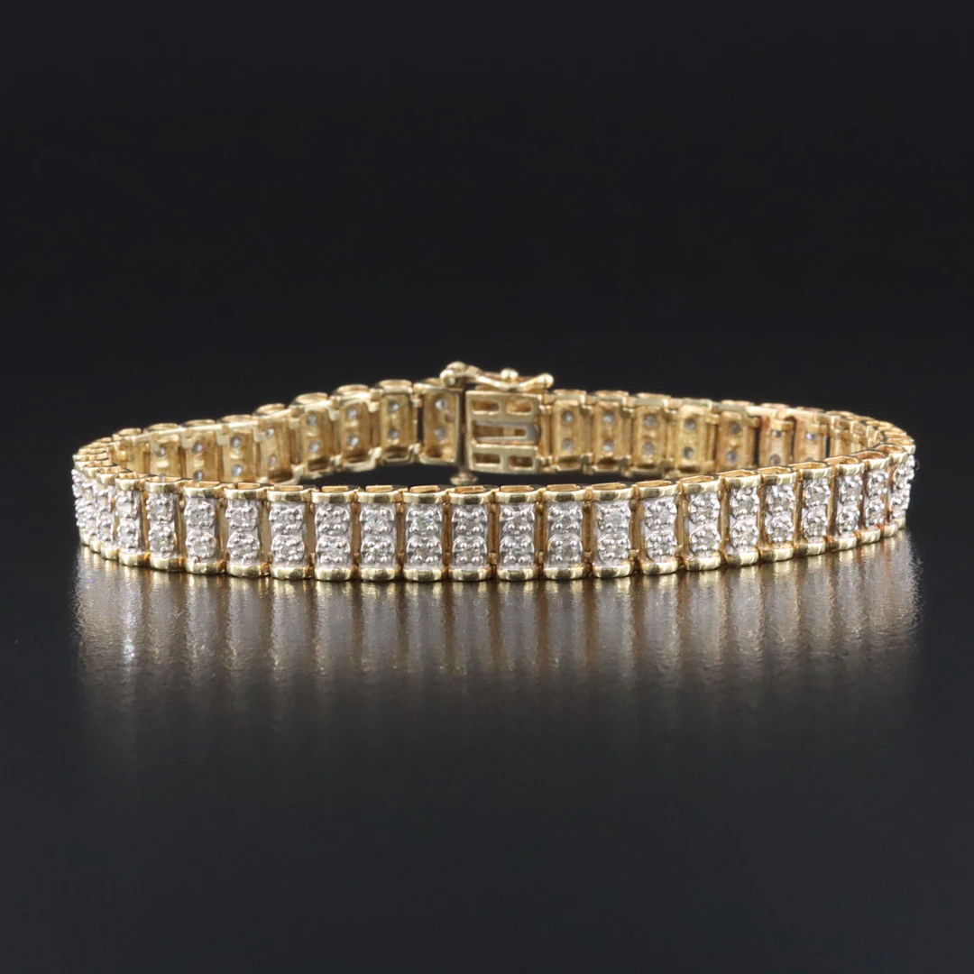 10K 1.75 CTW Diamond Double Row Line Bracelet