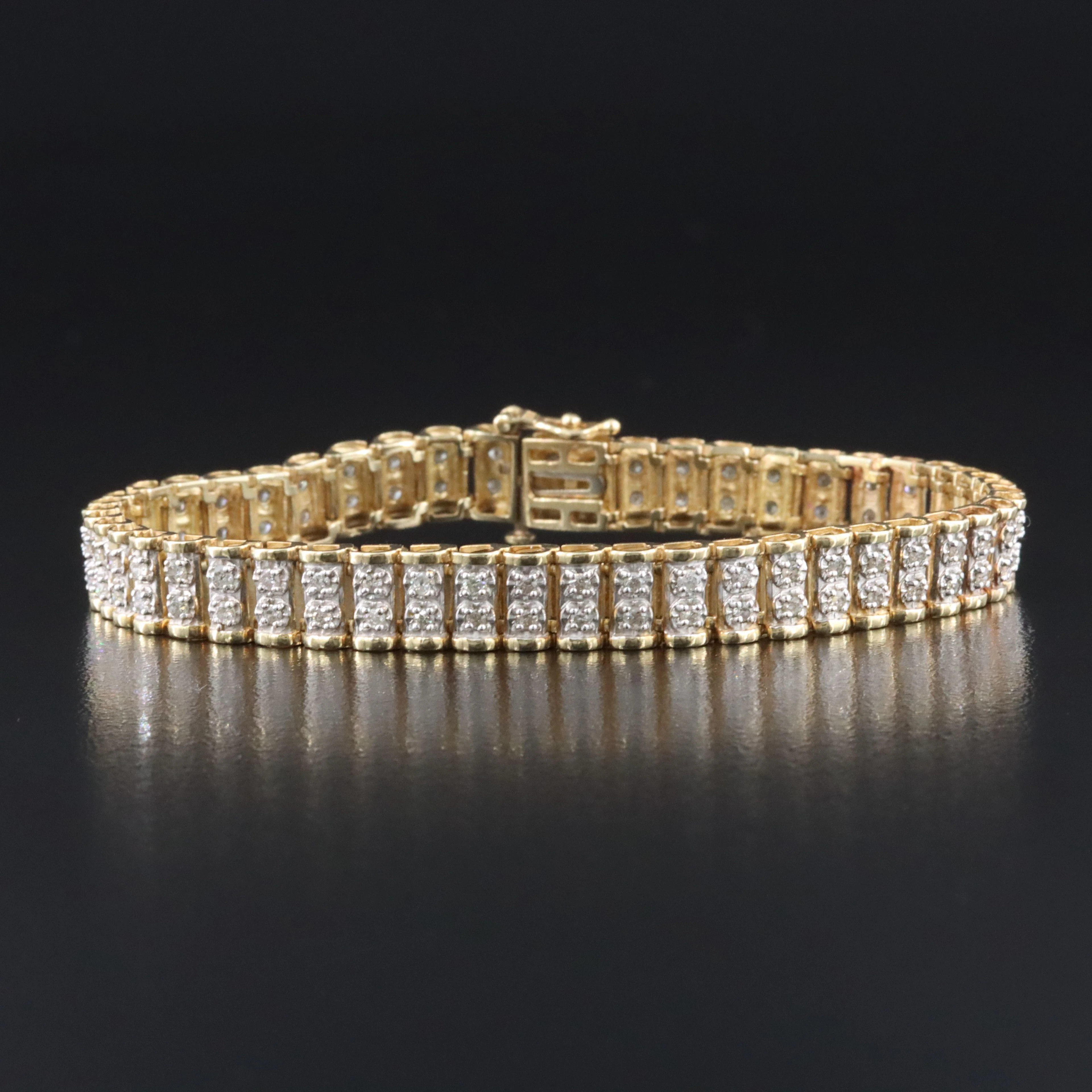 10K 1.75 CTW Diamond Double Row Line Bracelet