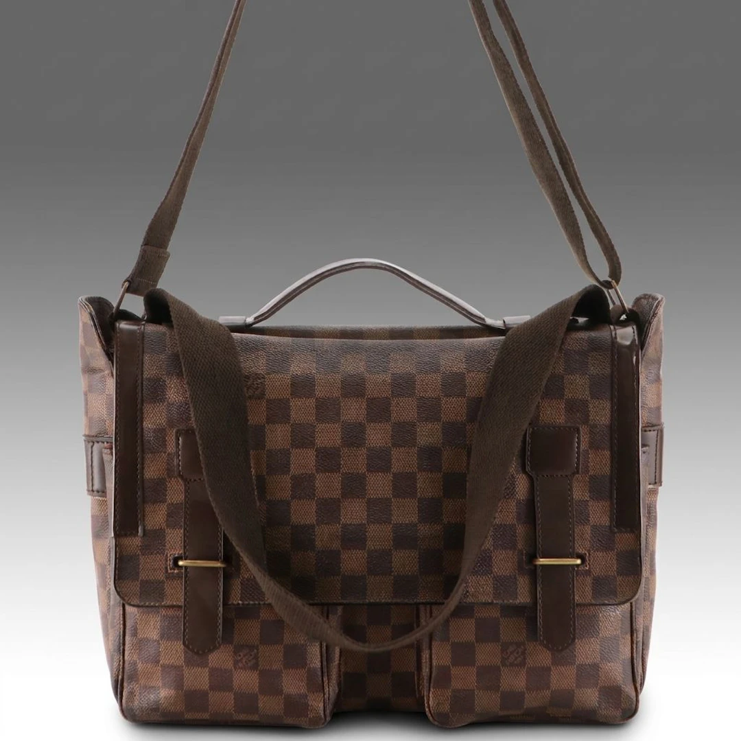 Louis Vuitton Broadway Messenger Bag in Damier Ebene Canvas and Leather