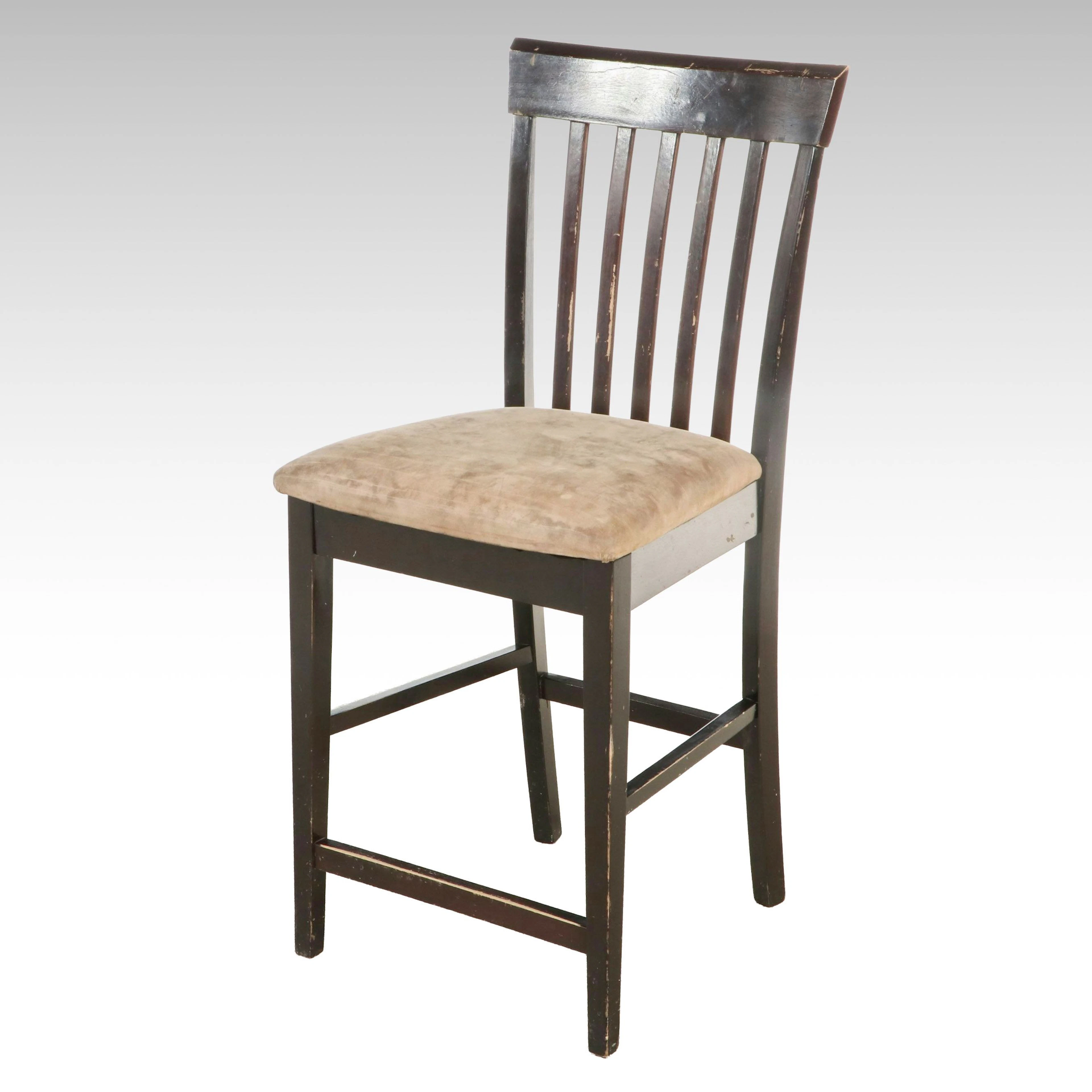 Target Slat-Back Wooden Barstool with Upholstered Seat