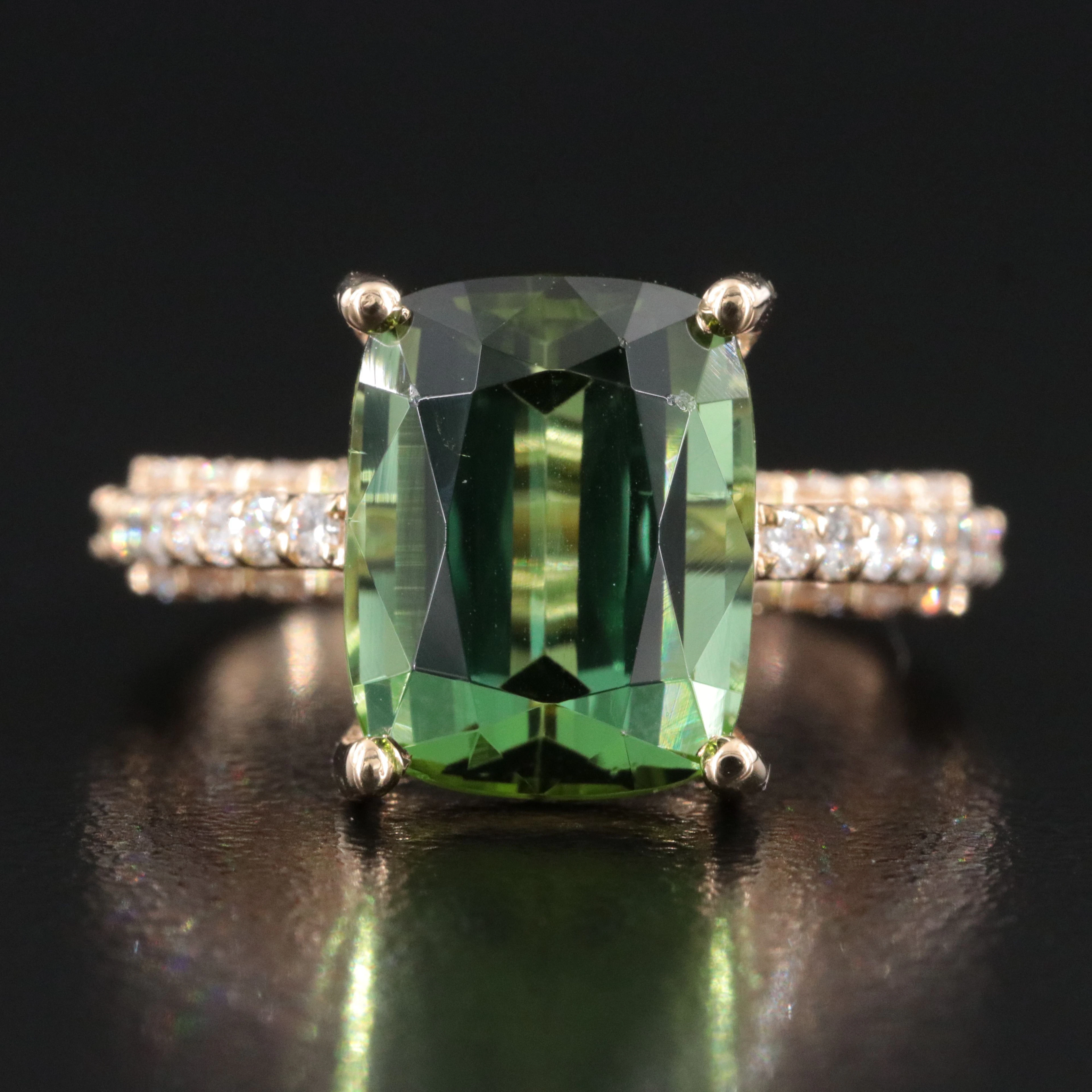 14K 6.52 CT Tourmaline and 1.05 CTW Diamond Ring with GIA Report