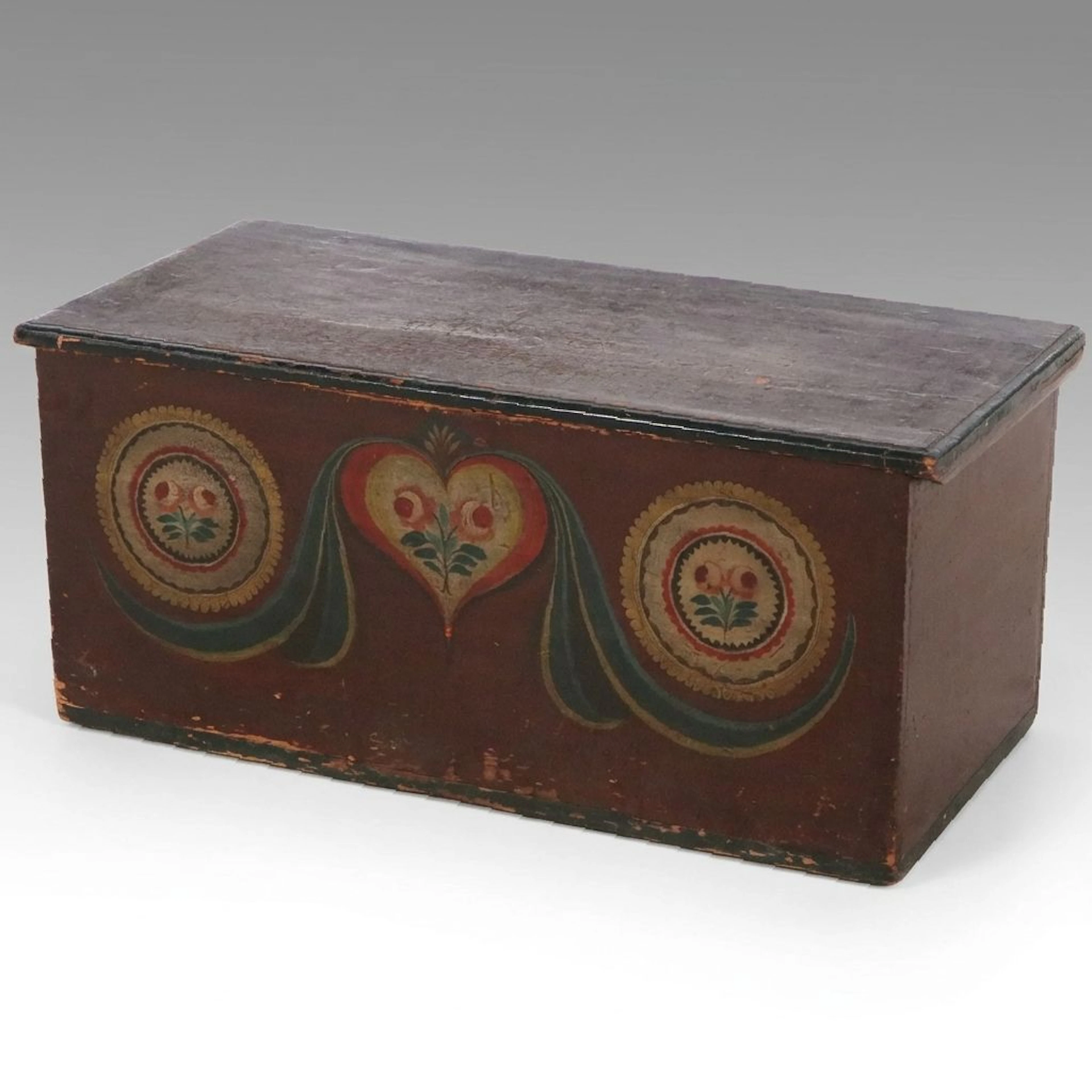 American Folk Art Painted Pine Blanket Chest, Late 19th Century