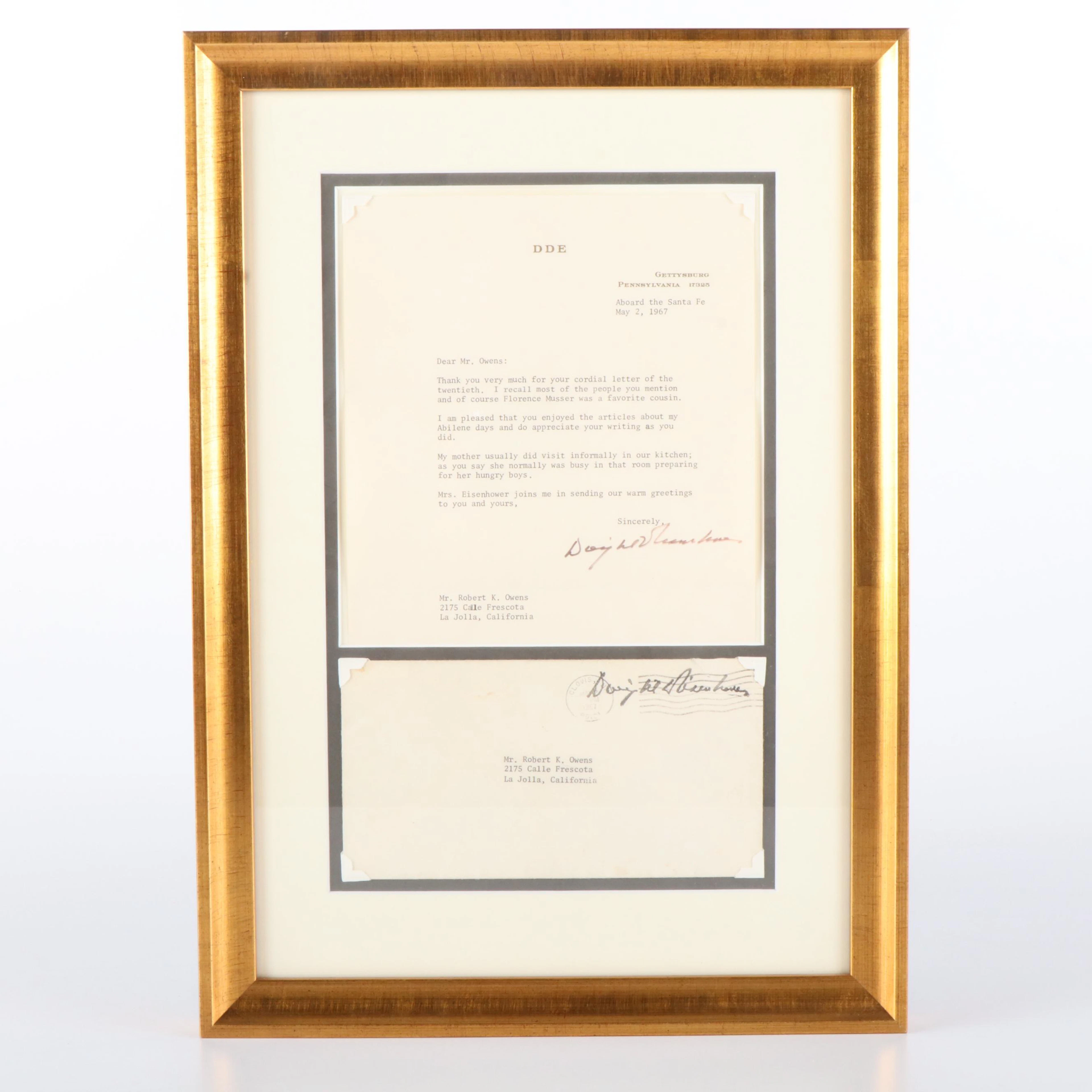 Dwight D. Eisenhower Signed Letter with Display