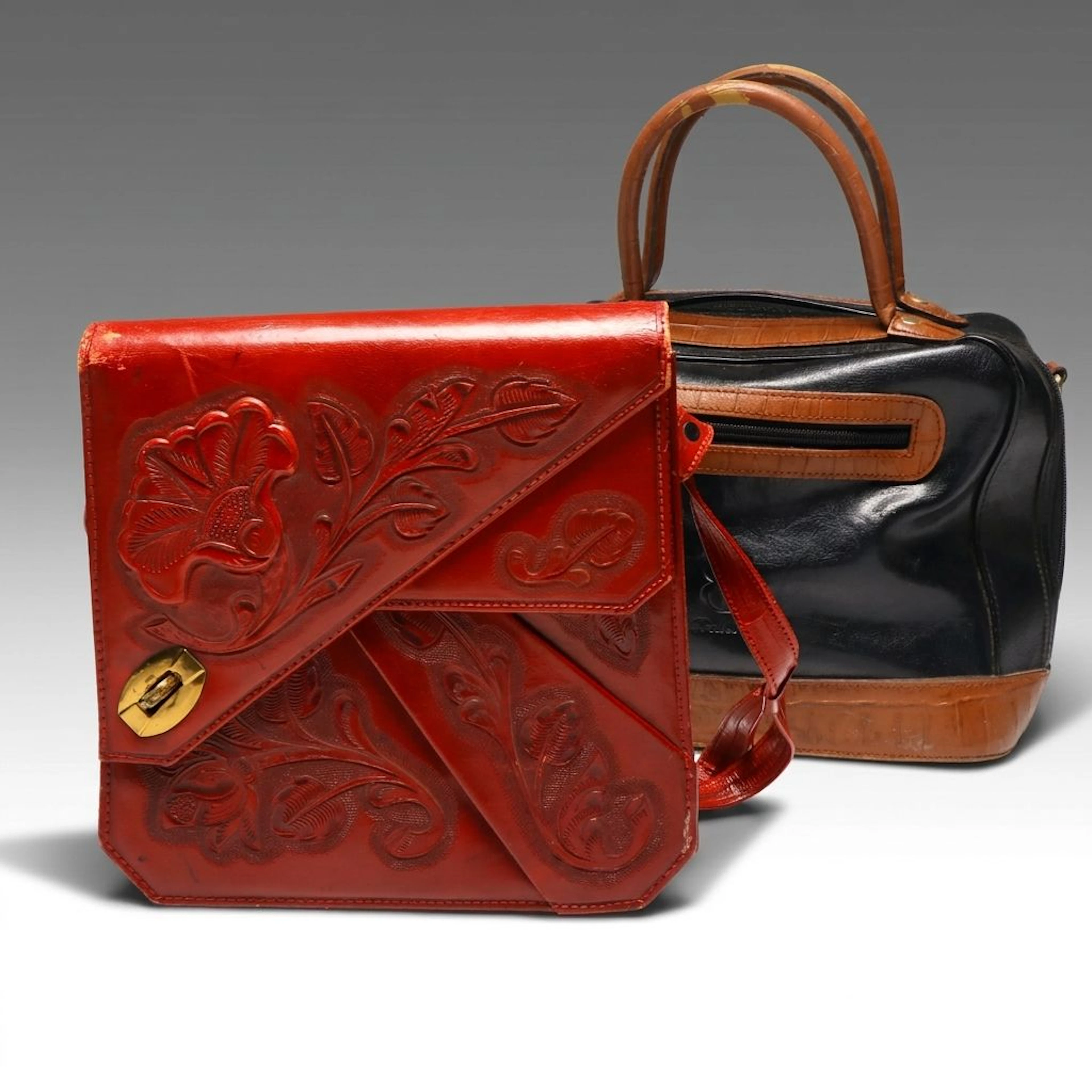 Bellerose Top Handle Doctor Bag and Mexican Tooled Leather Purse