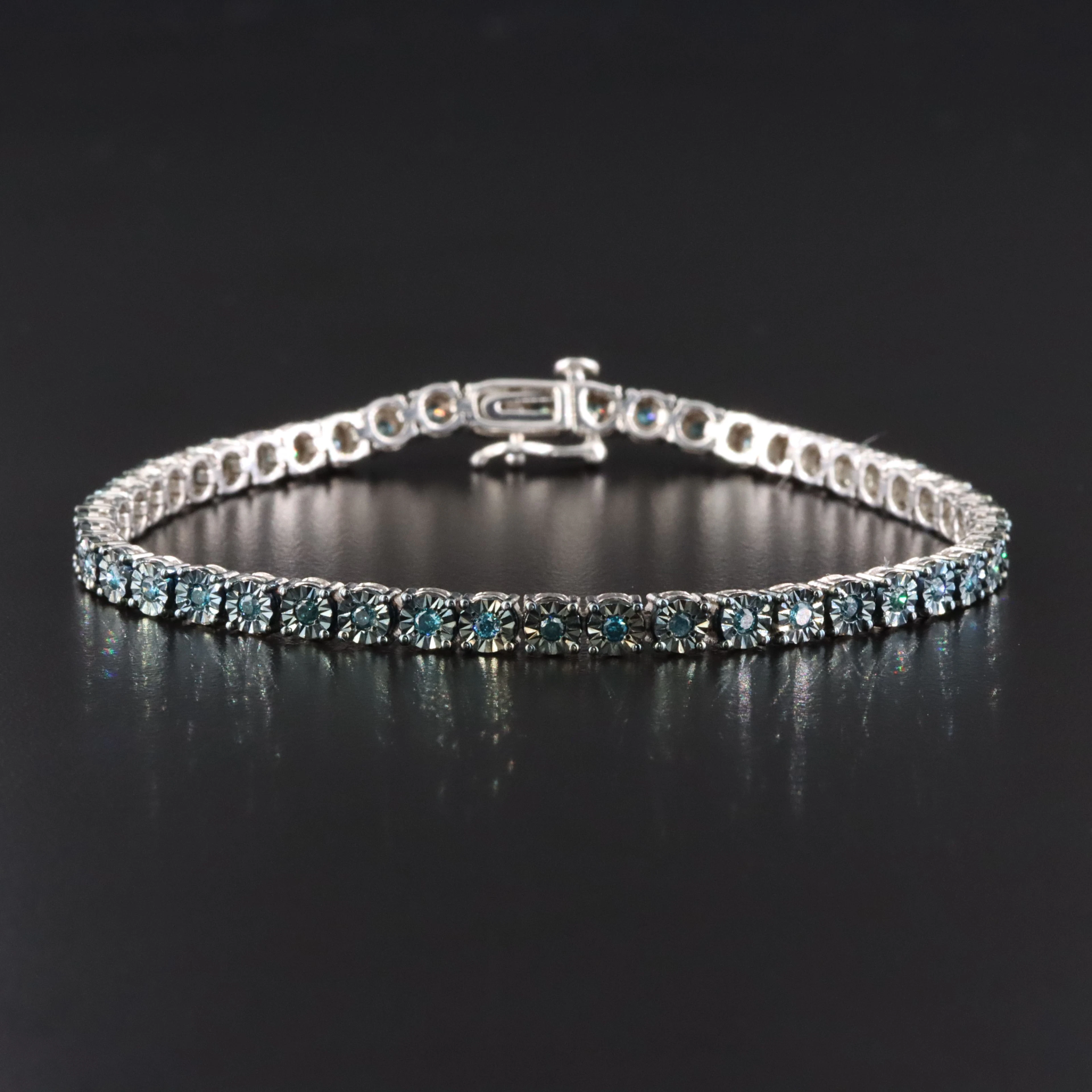 Sterling 1.00 CTW Fancy Blue Diamond Bracelet