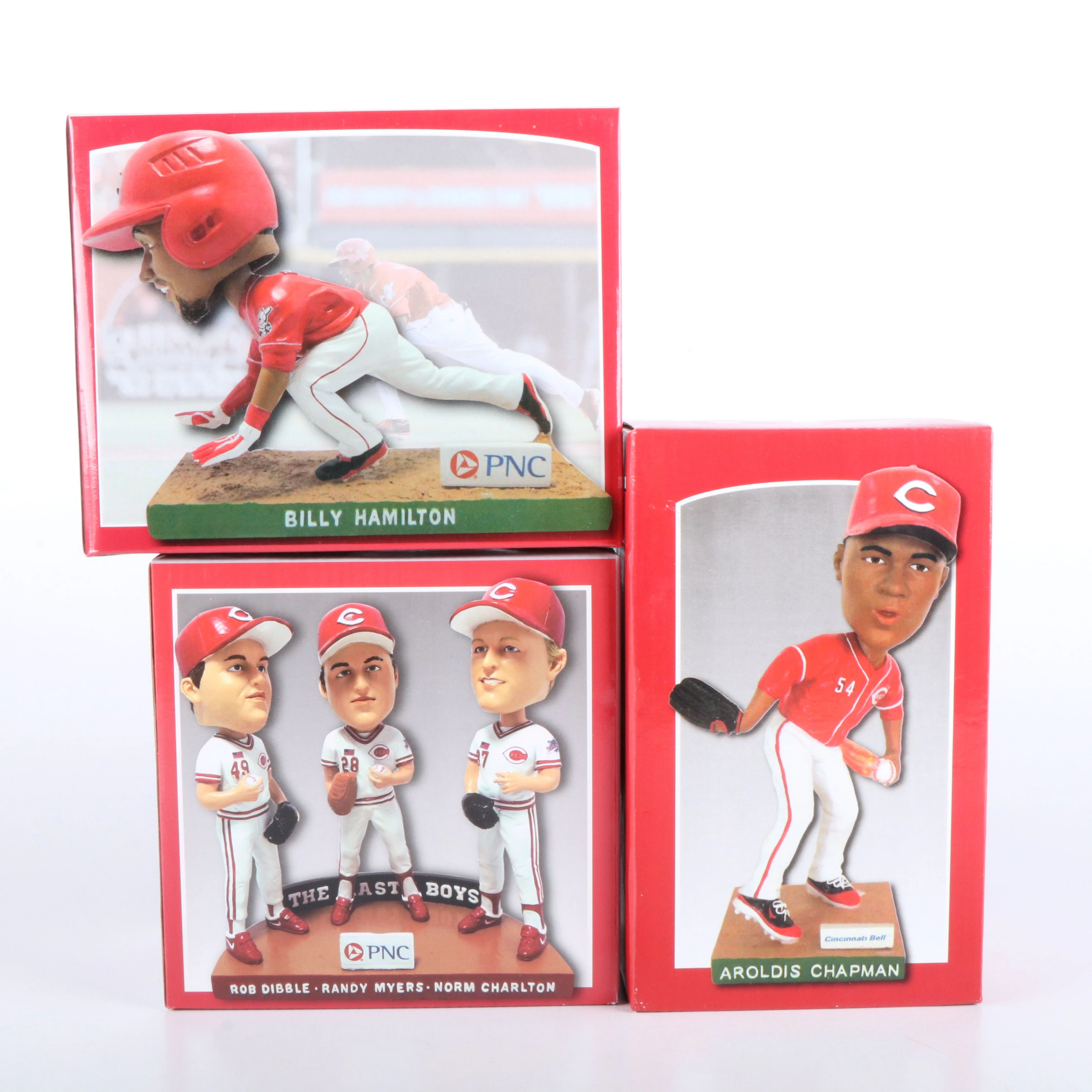 "The Nasty Boys", Billy Hamilton, & Aroldis Chapman Cincinnati Reds Bobbleheads