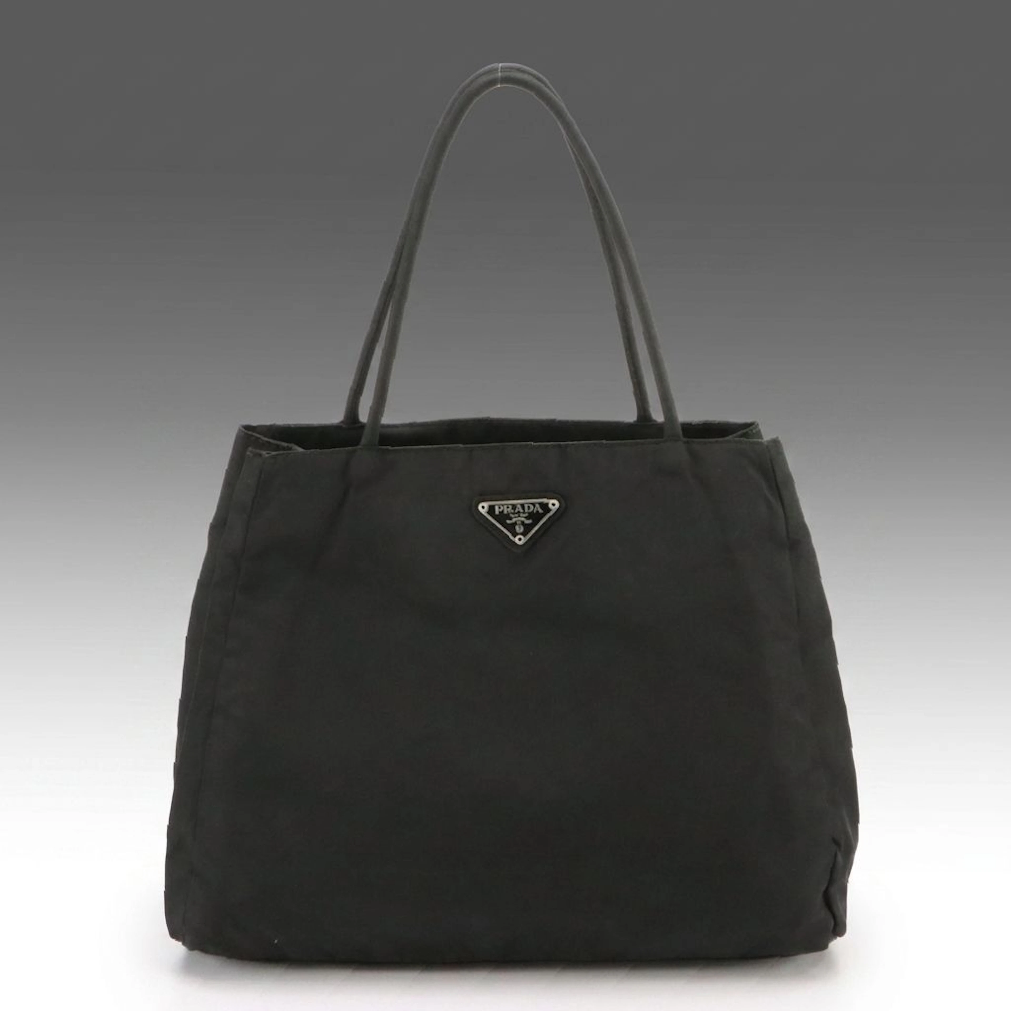 Prada Black Tessuto Nylon Triangular Logo Tote Bag