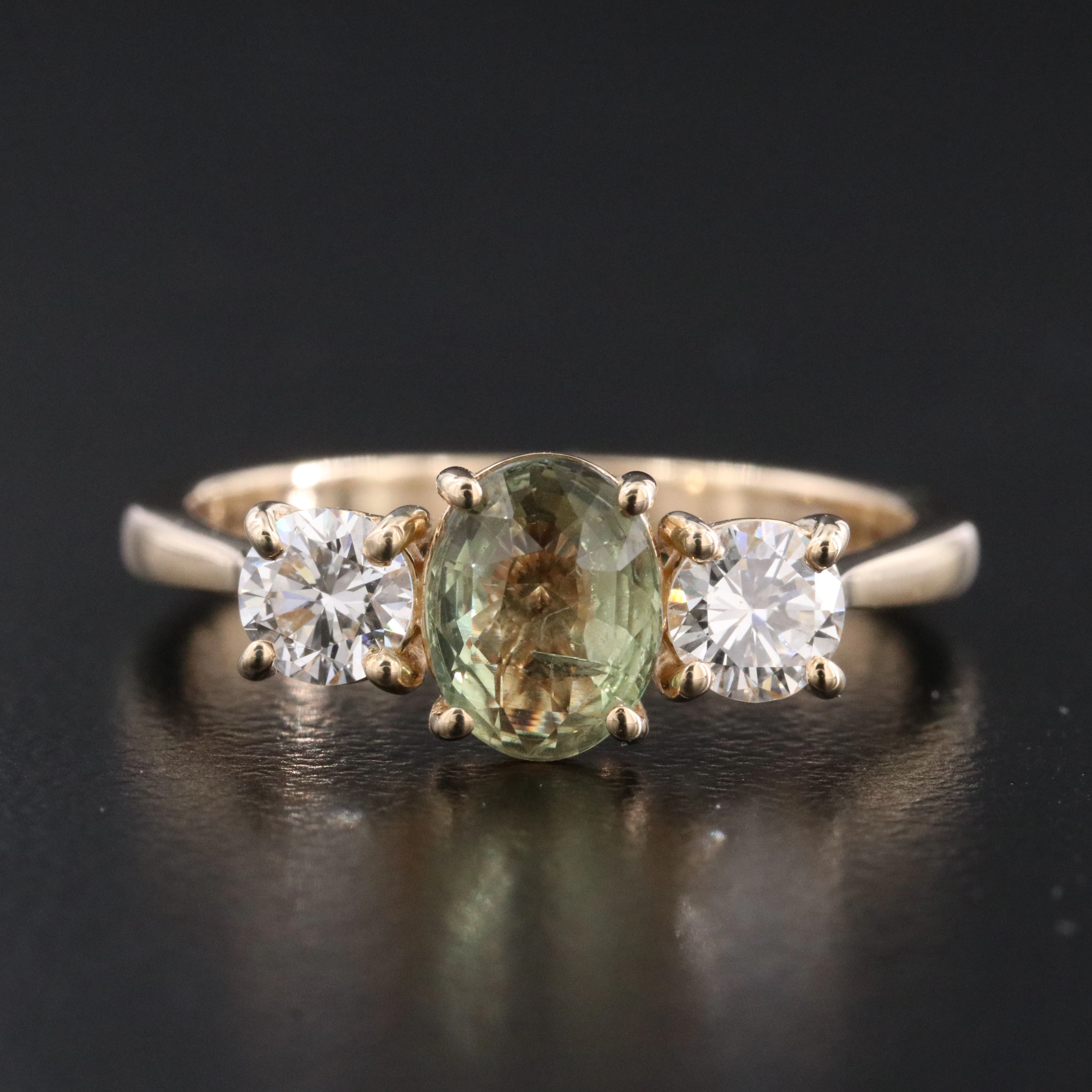 14K 1.02 CT Alexandrite and Diamond Ring with GIA Report