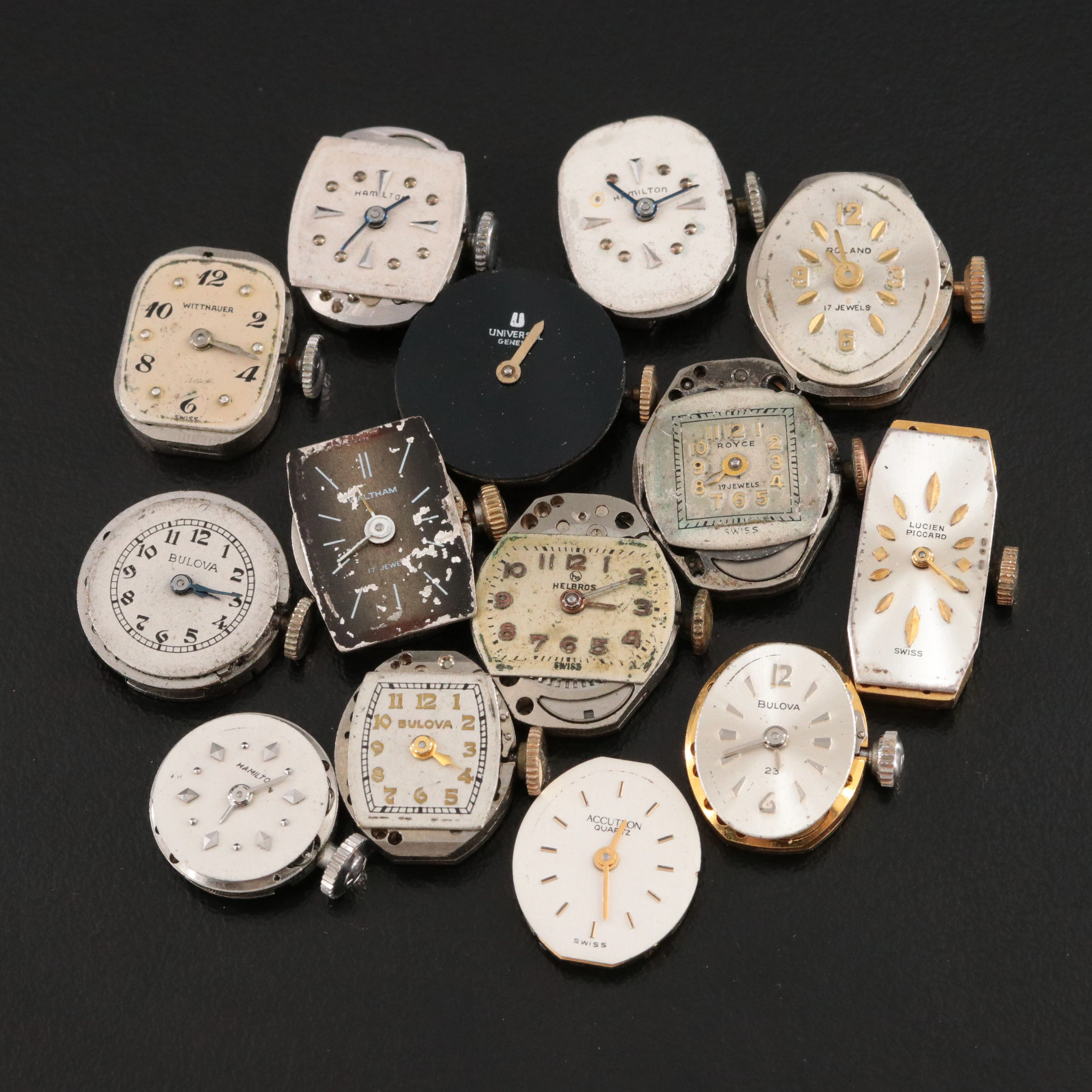 Collection of Stem Wind Movements Featuring Helbros and Lucien Piccard