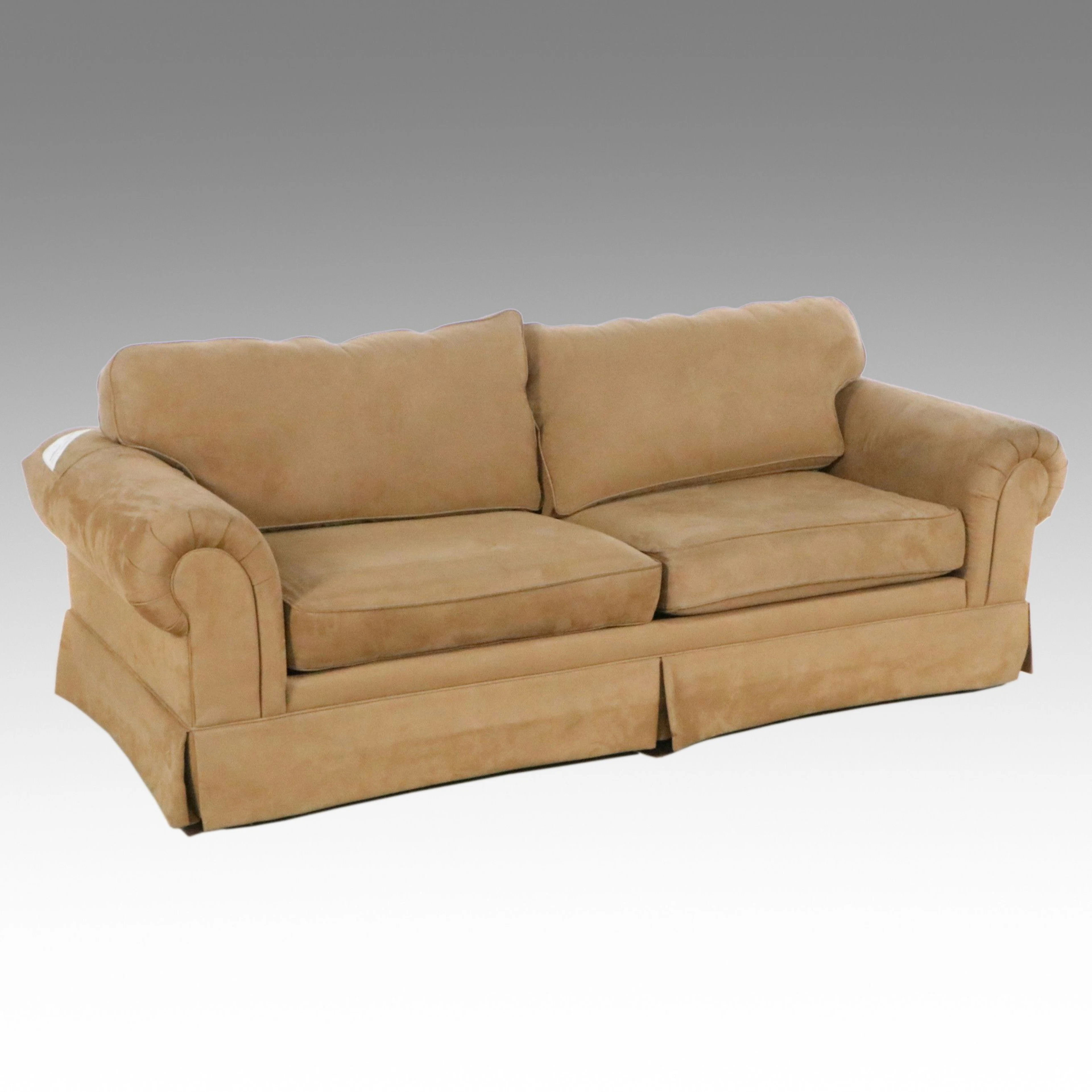Norwalk Furniture Faux Suede Upholstered Roll-Arm Sofa