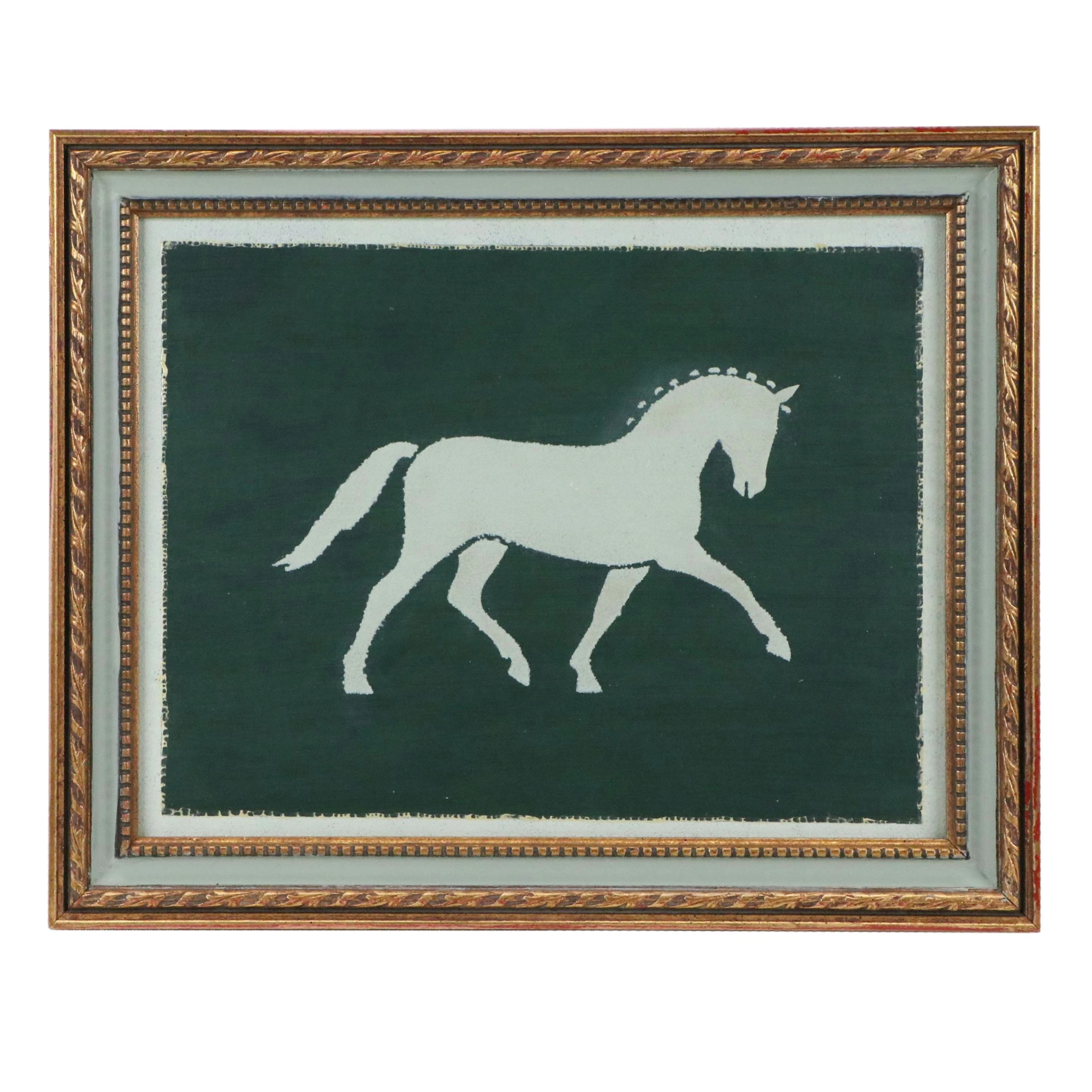 Minimalist Acrylic Painting of Horse Silhouette, 21st Century