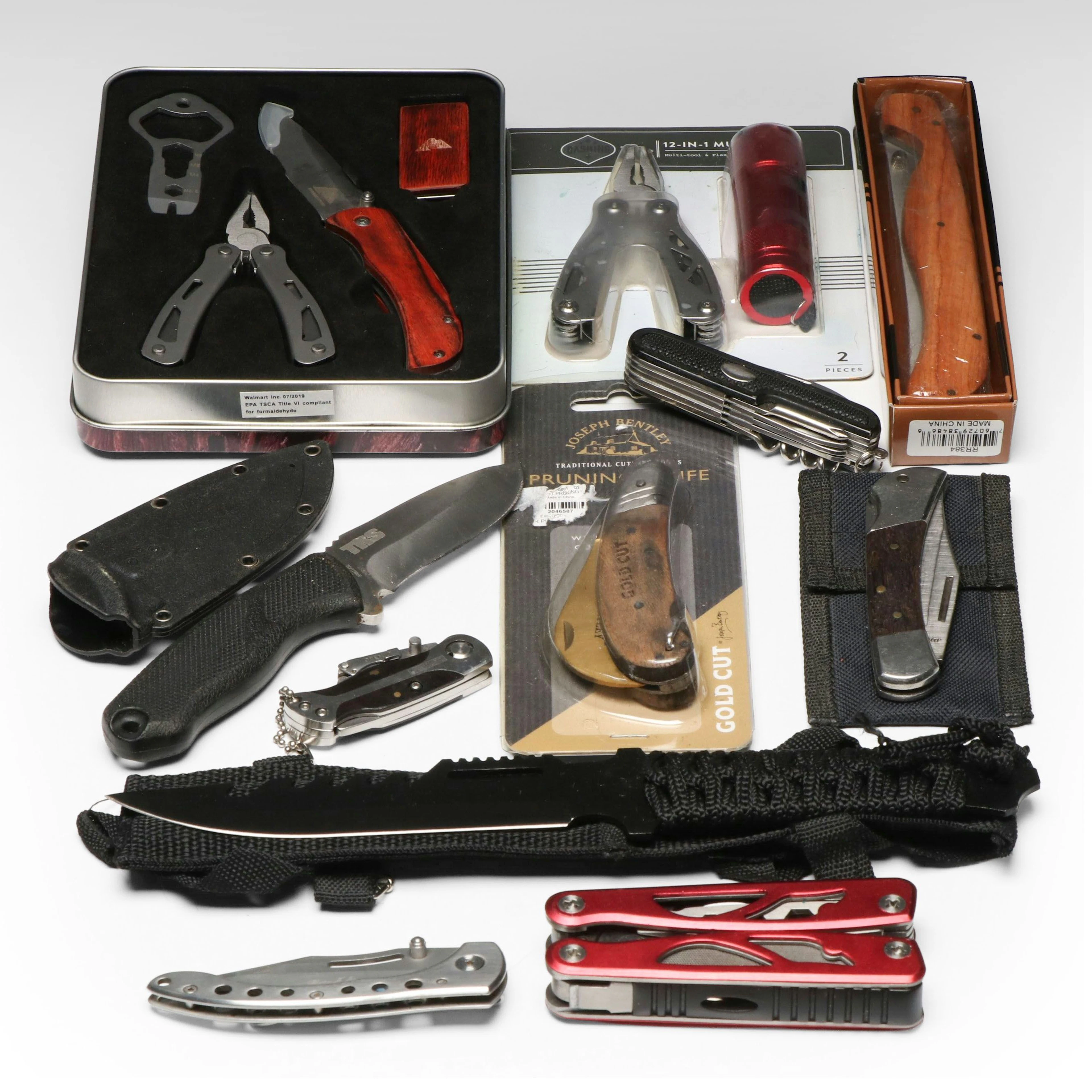 Joseph Bentley Pruning Knife with Other Folding Knives and Multi-Tools