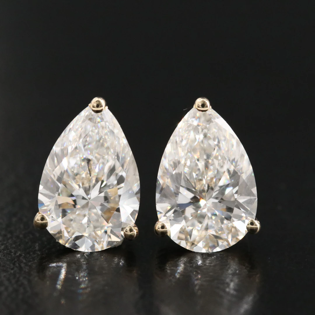14K 3.02 CTW Lab Grown Diamond Solitaire Earrings with IGI Reports