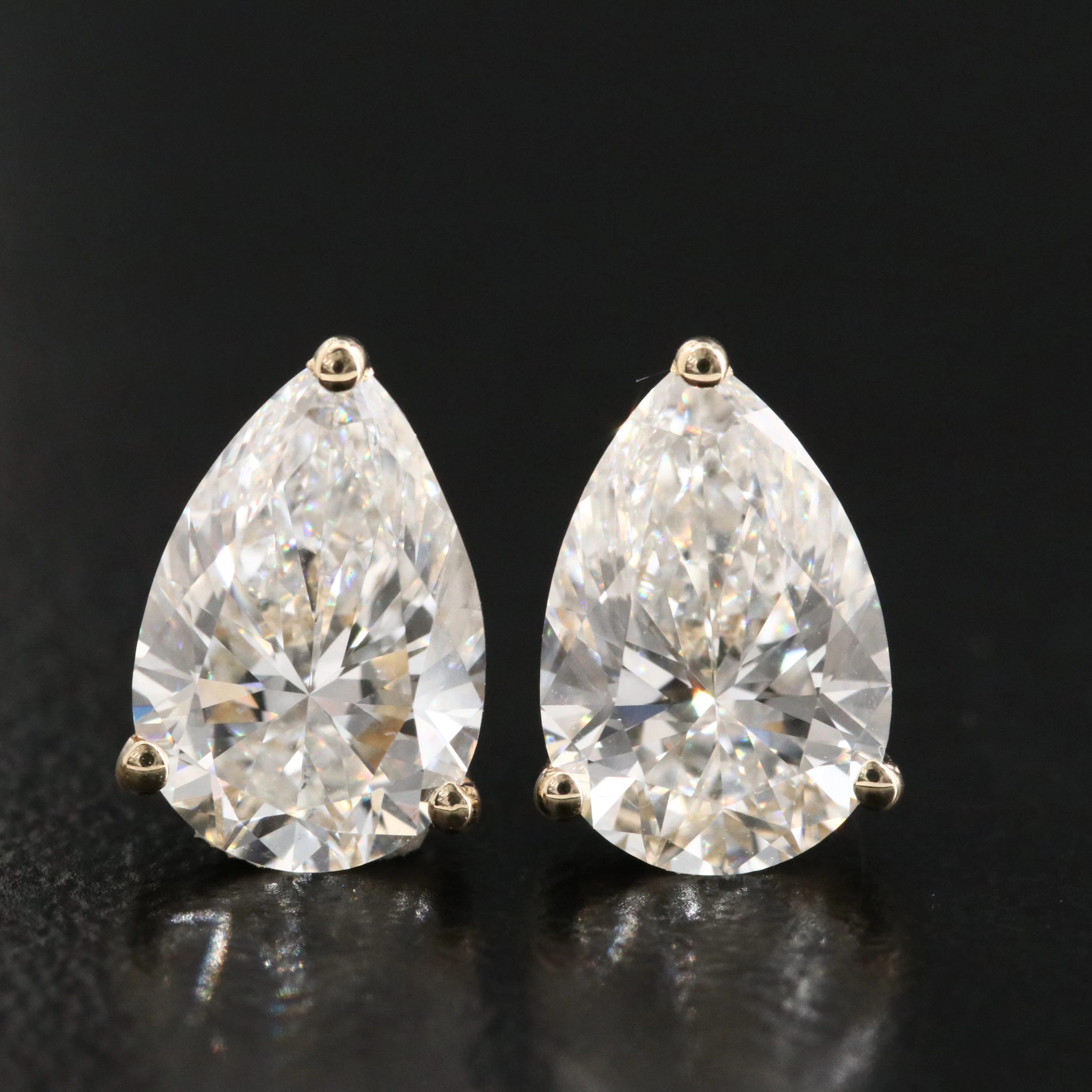 14K 3.02 CTW Lab Grown Diamond Solitaire Earrings with IGI Reports