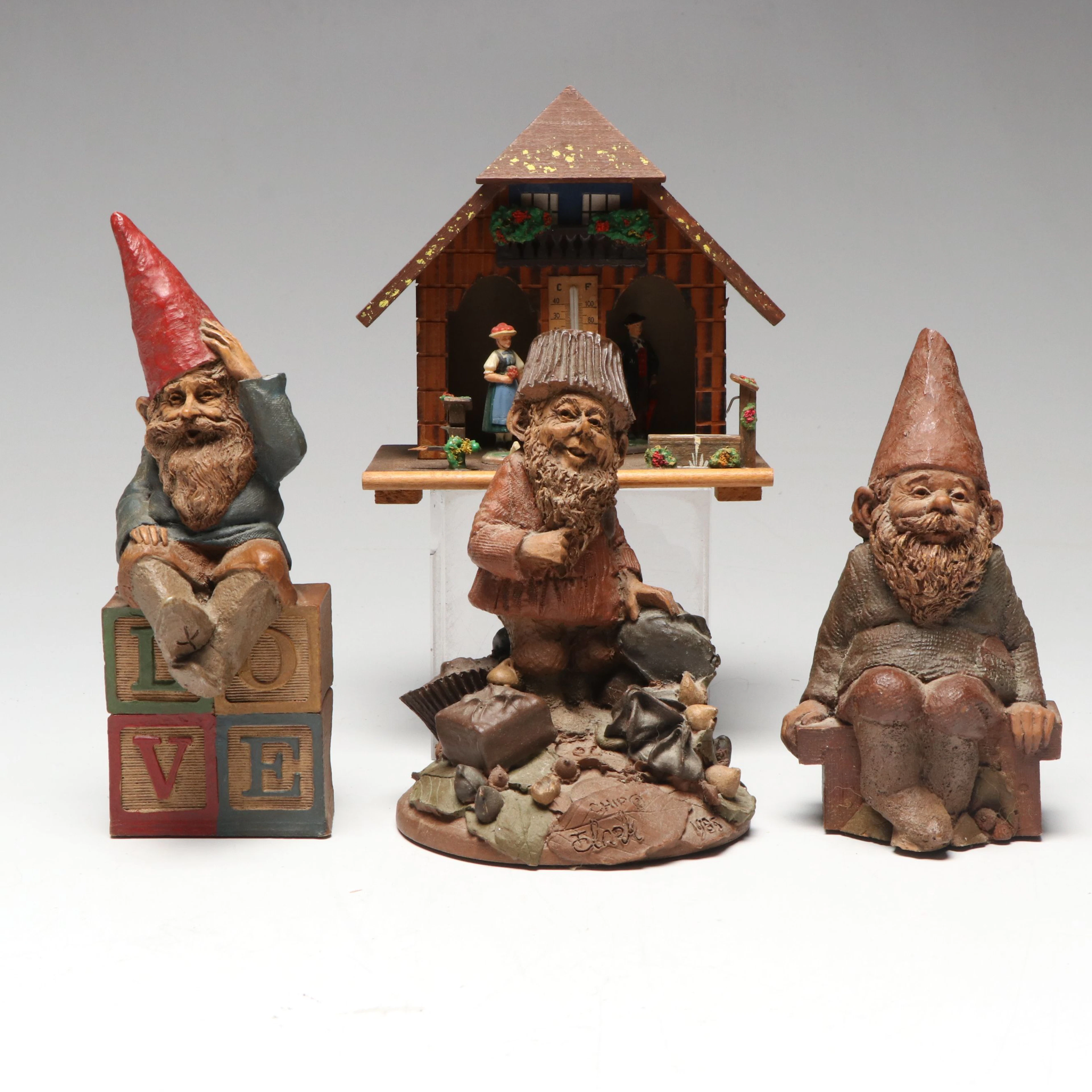 Tom Clark Gnomes with Black Forest Style Figural Thermometer