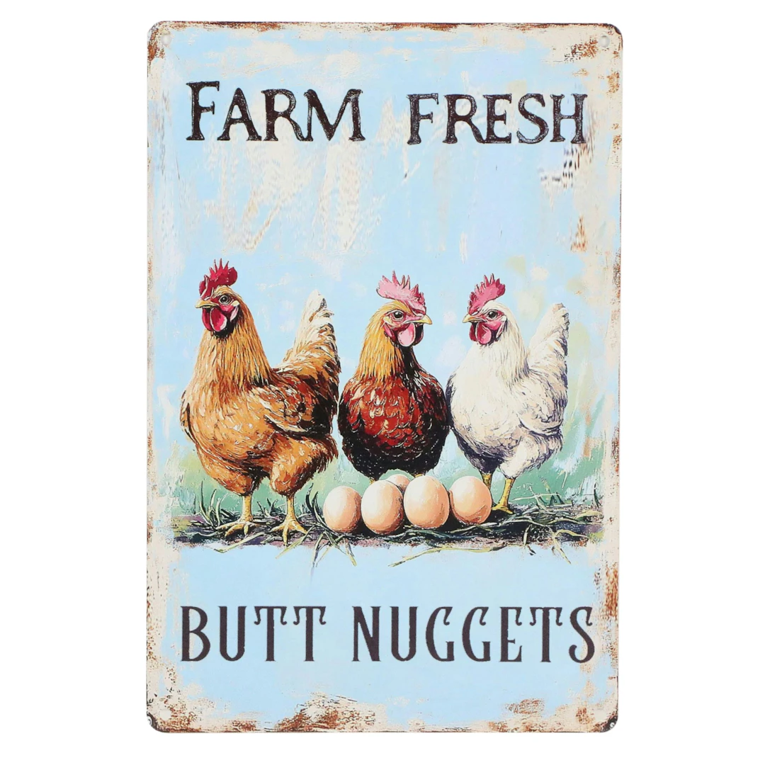 Novelty Digital Print on Metal Plate "Farm Fresh Butt Nuggets," 21st Century